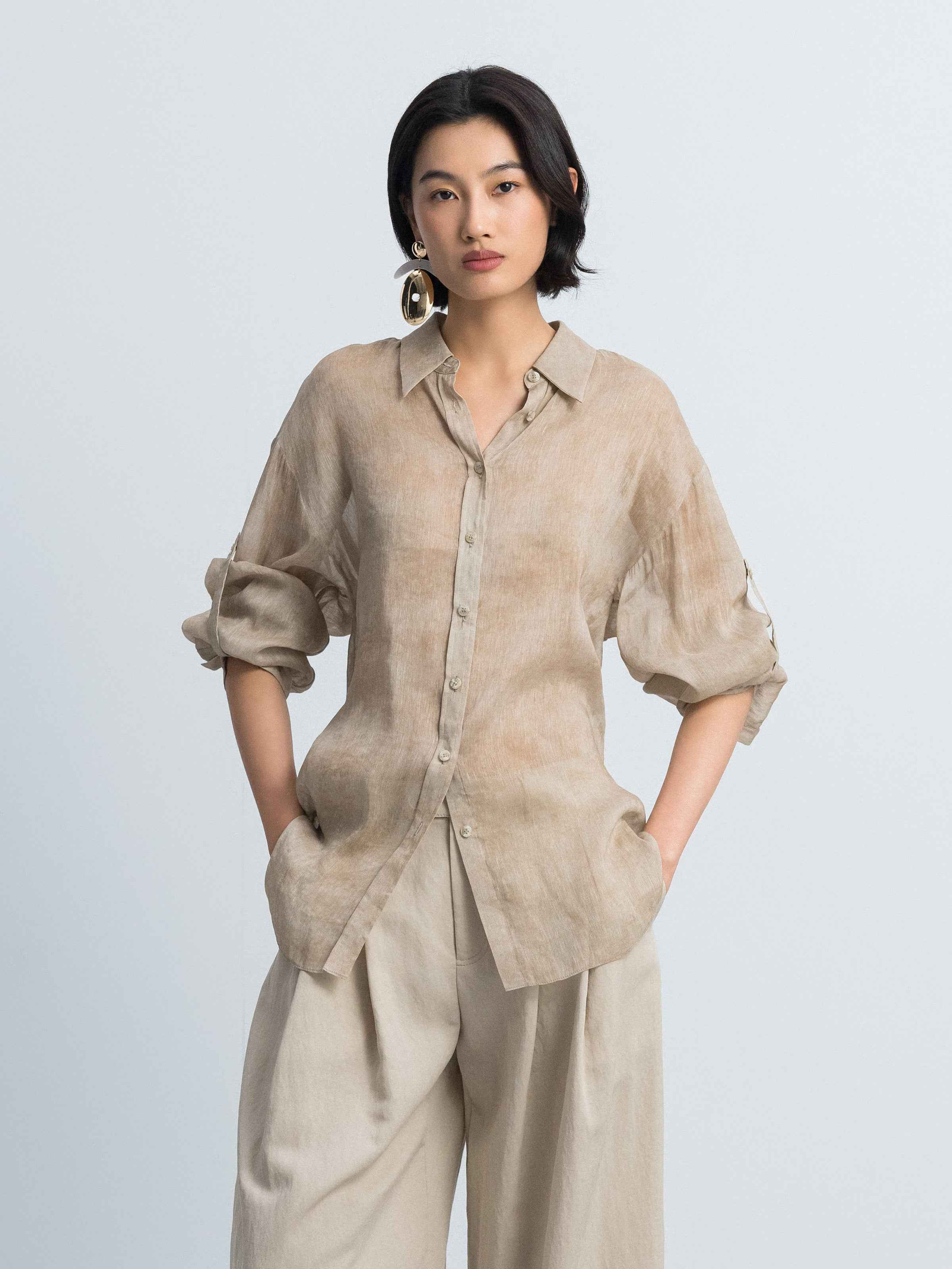 Light Khaki Long-Sleeve Shirt