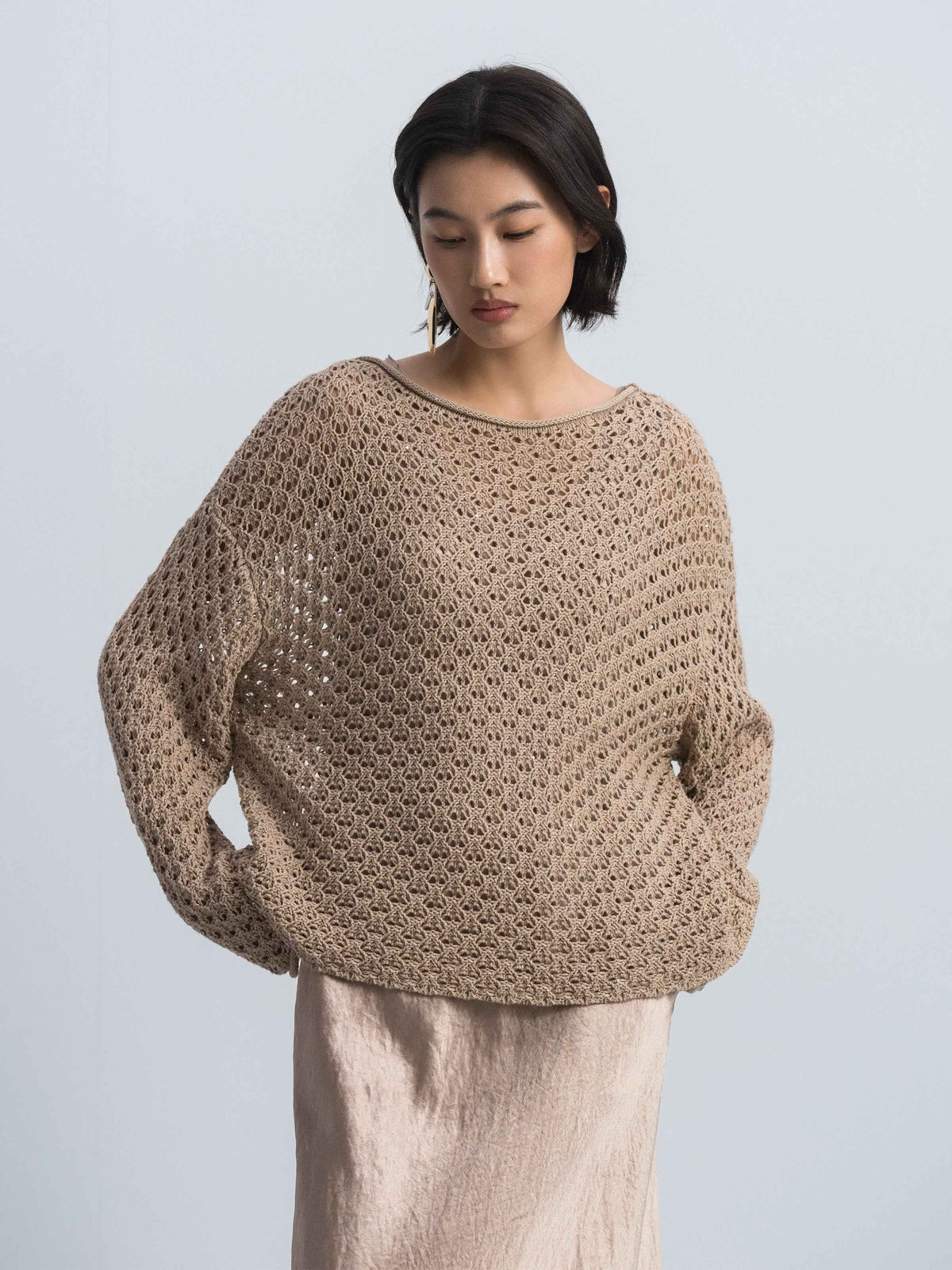 Light Khaki Knitted Pullover
