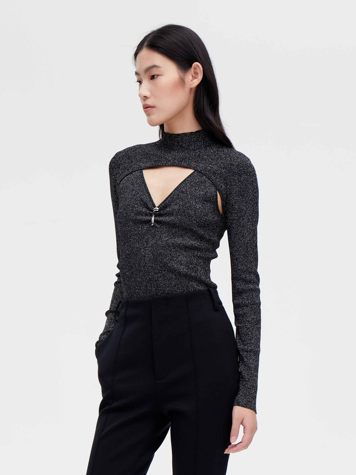 Two‑Piece Glitter Knit Sweater