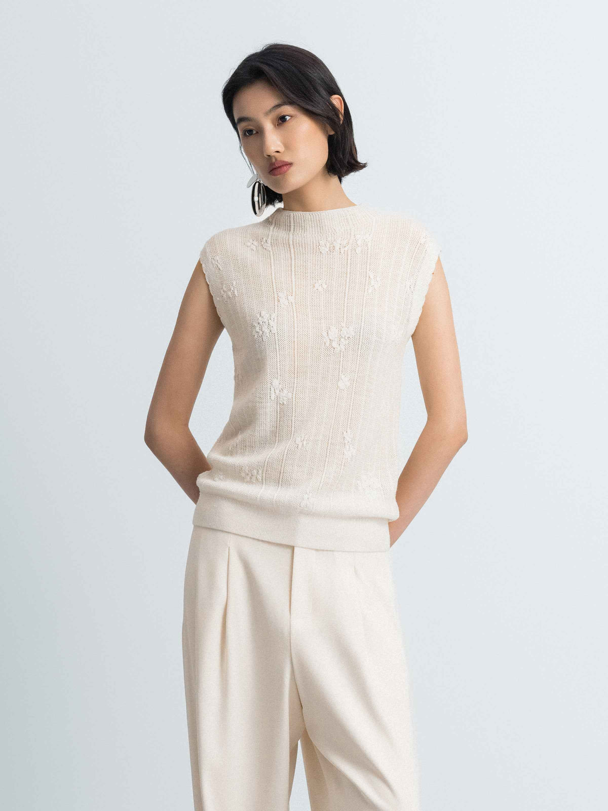Off White Basolan Wool High Neck Fitted Knit Sweater