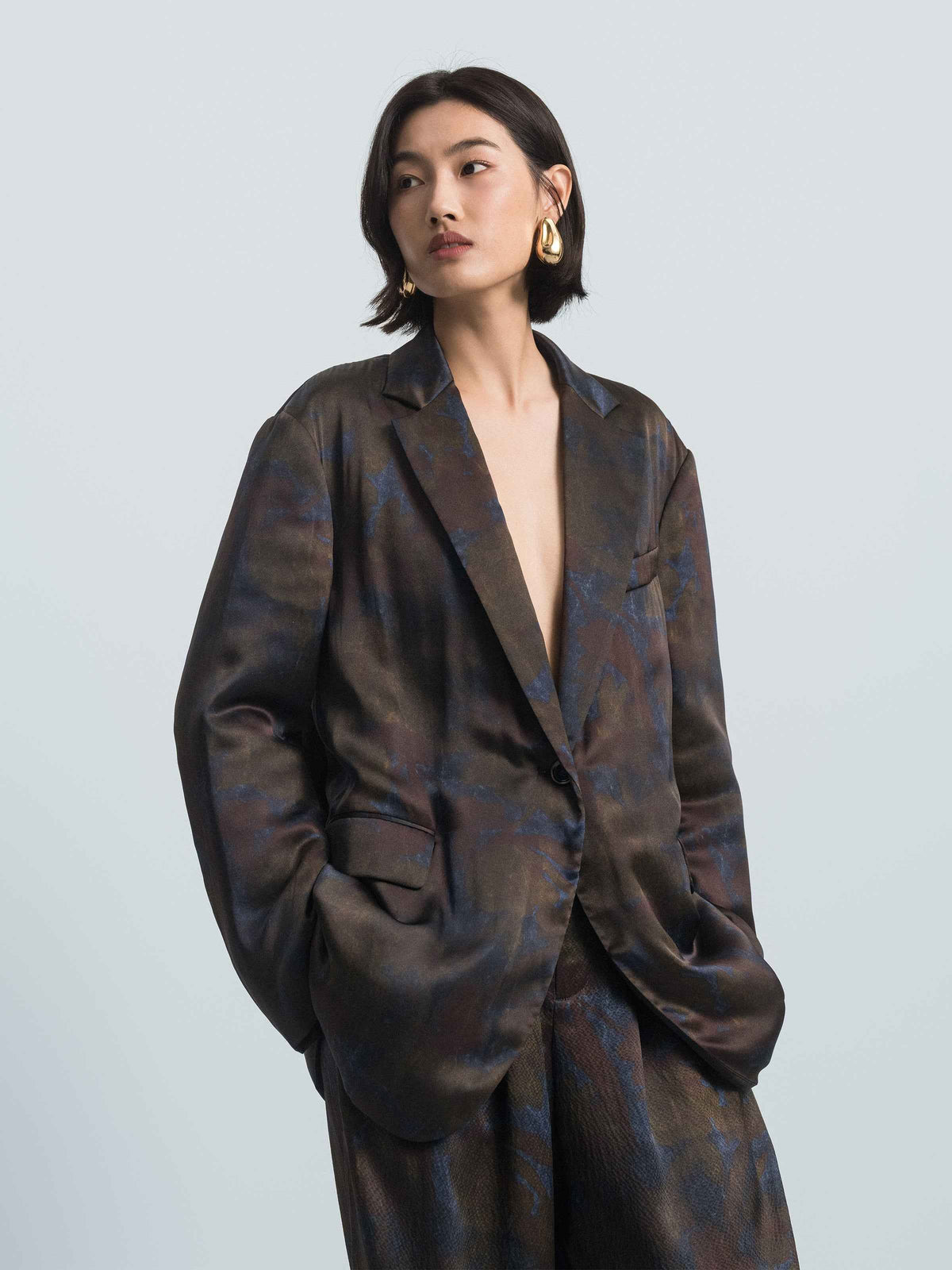 Printed Suit‑style Padded Jacket