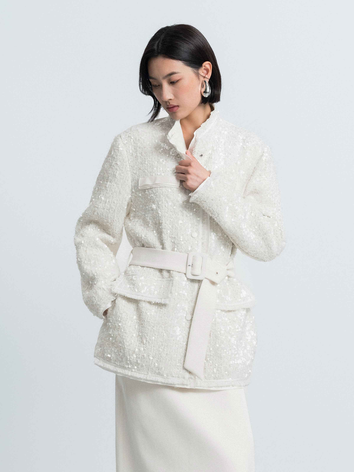 Sequin‑Spliced Down Jacket