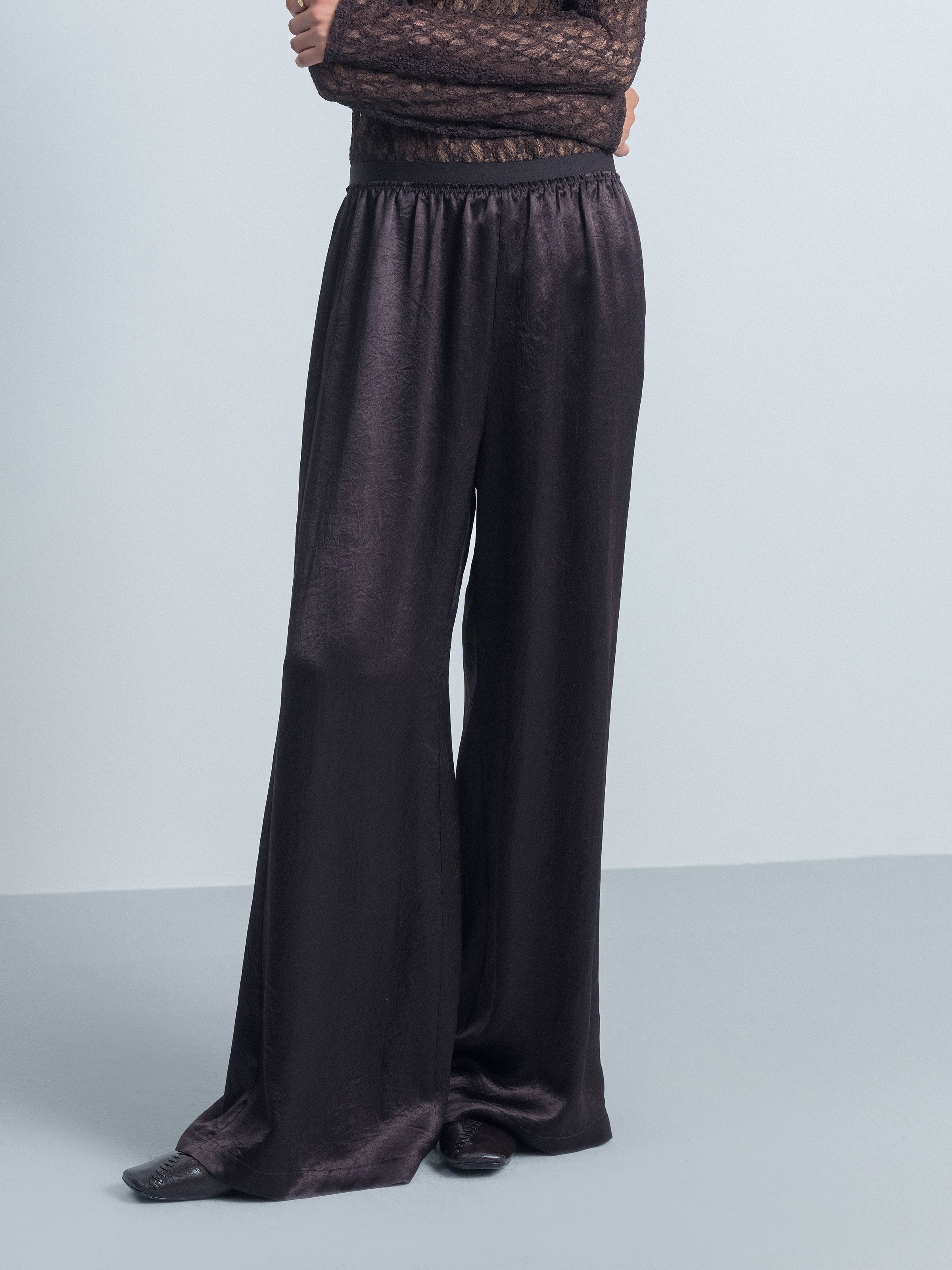 Elastic Waist Wide Leg Pants