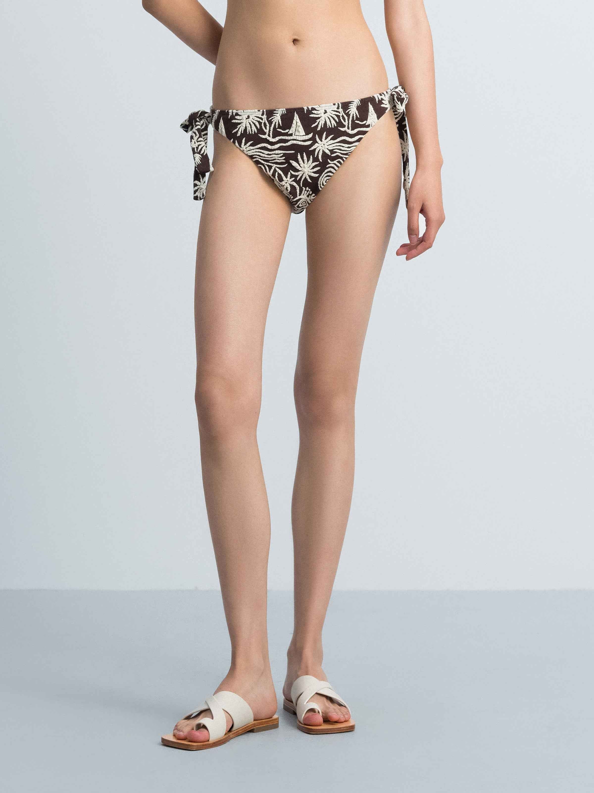 Pattern Swimwear Side Tie Brief Swim Bottom
