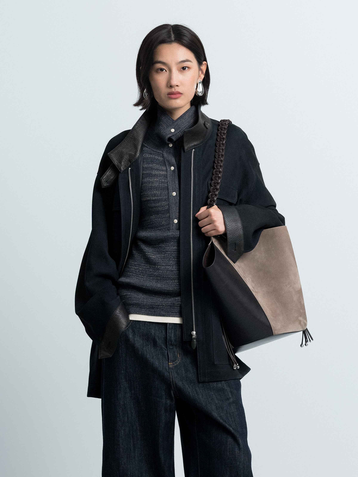 Workwear‑Style Suede Leather Jacket