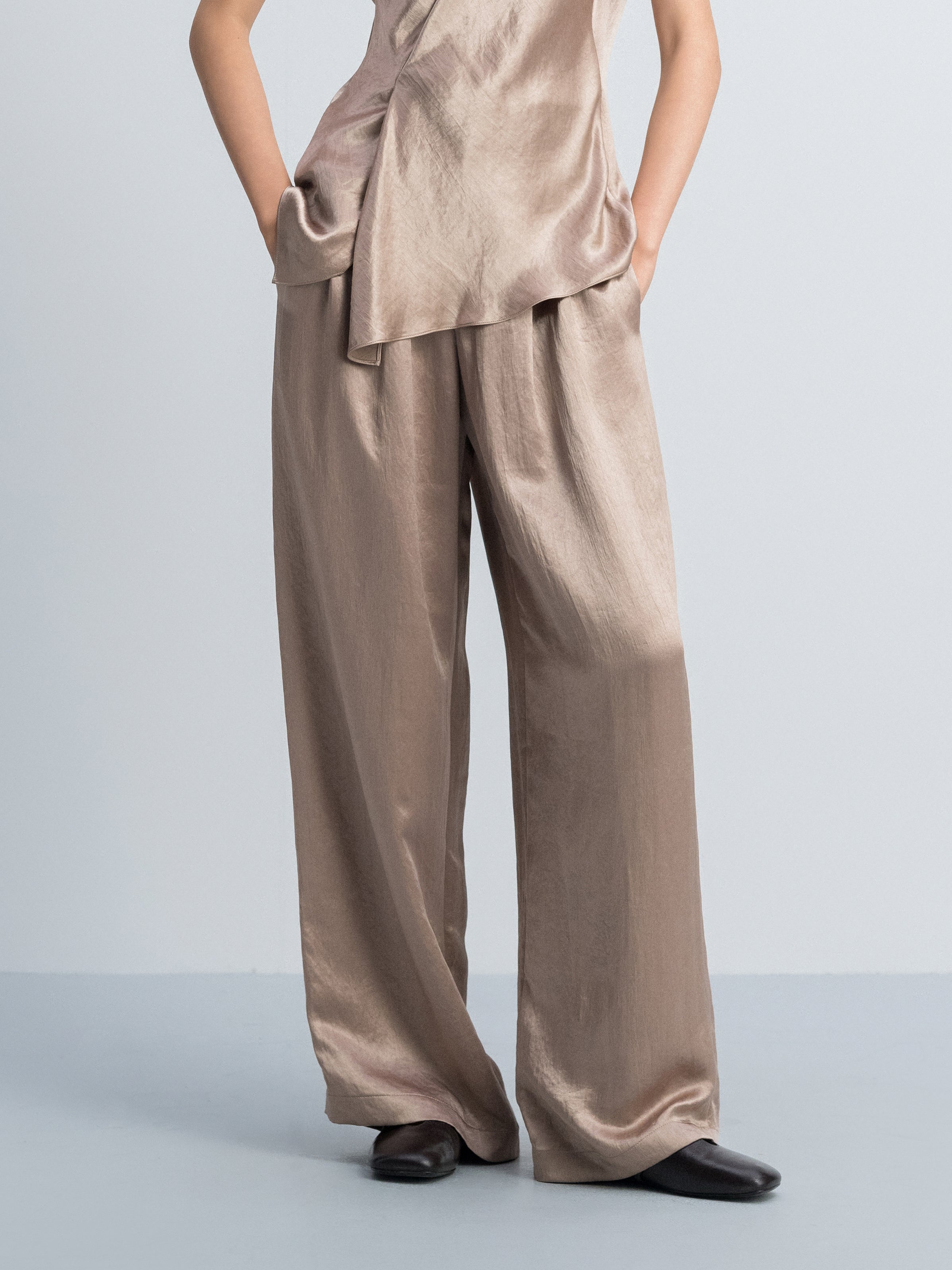 Coffee Brown Wide-Leg Pants