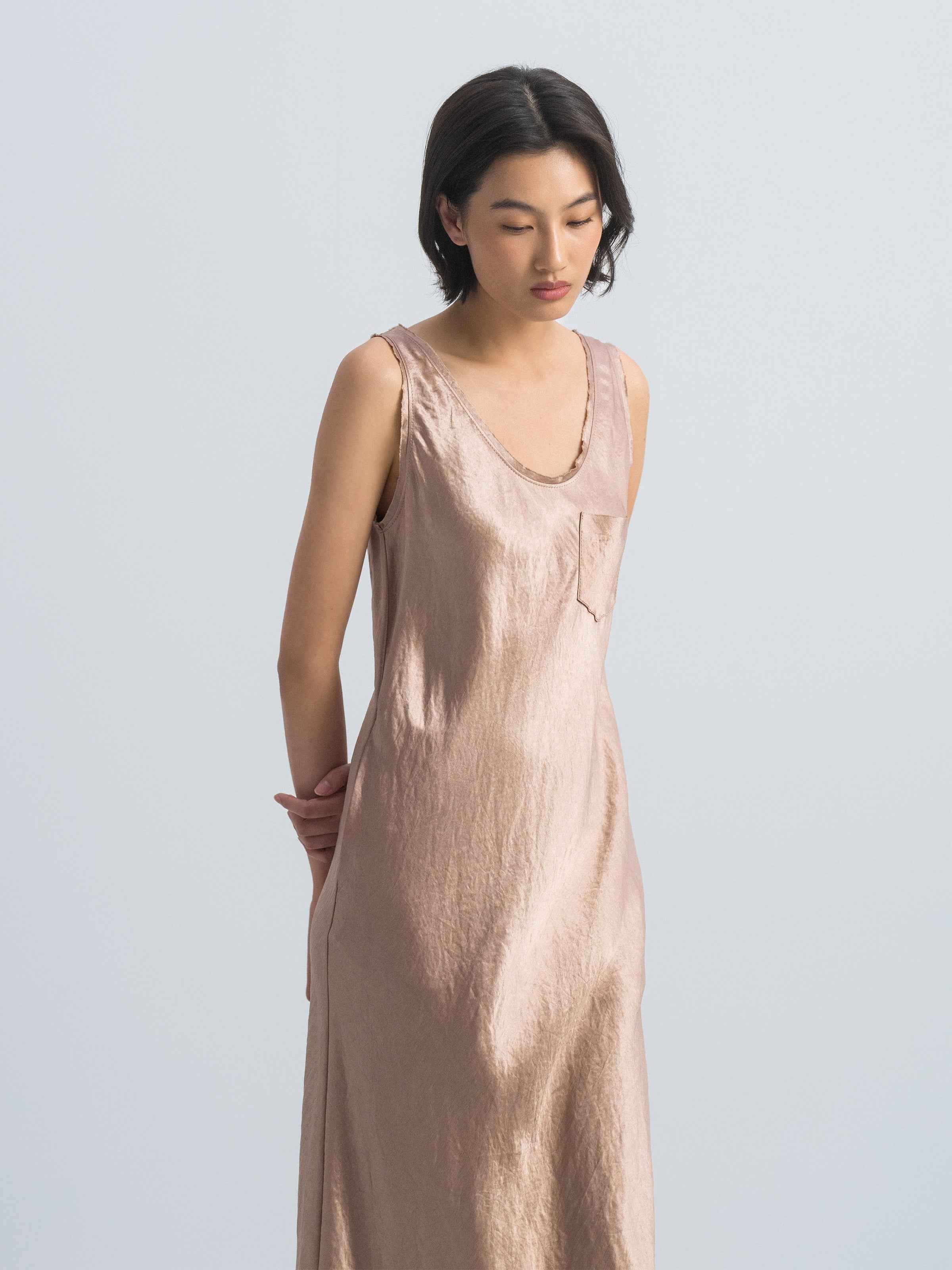Coffee Brown Sleeveless Dress