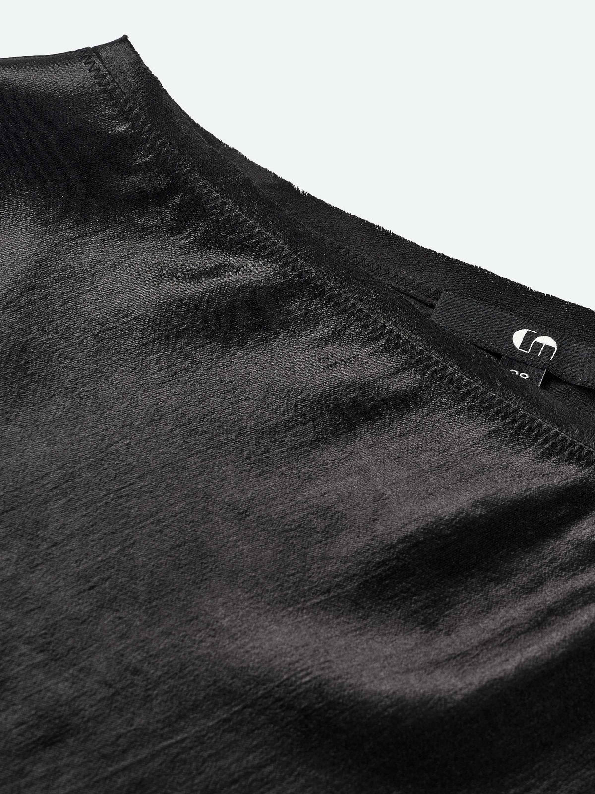Black Shiny Silk Irregular Cocoon Asymmetric Sleeve Top