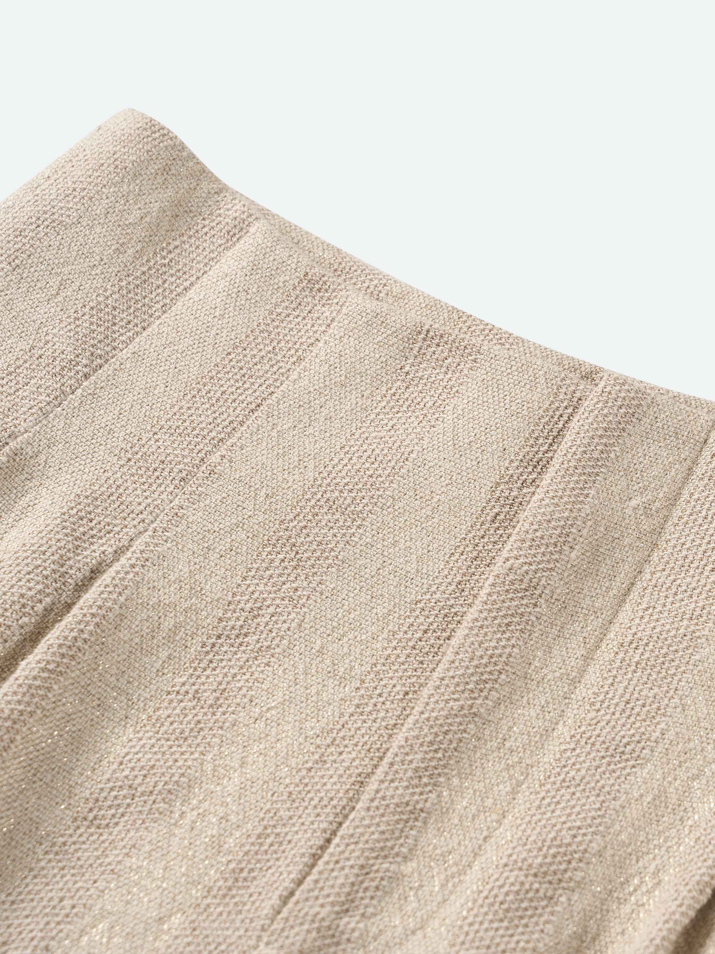 Beige Linen Cotton Striped Relaxed Wide-Leg Trousers