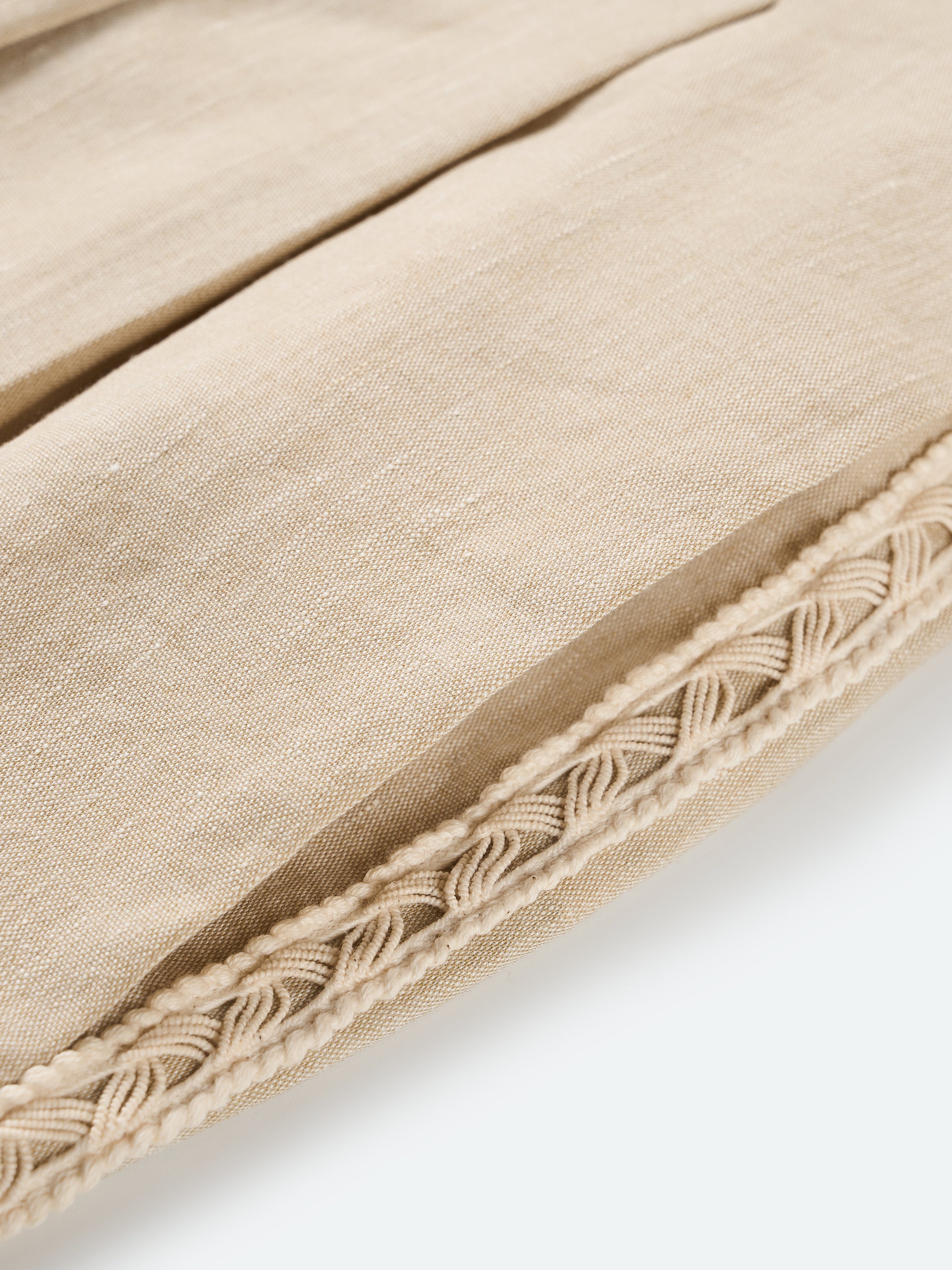 Oatmeal Linen Blend Double Pleat Wide-Leg Trousers