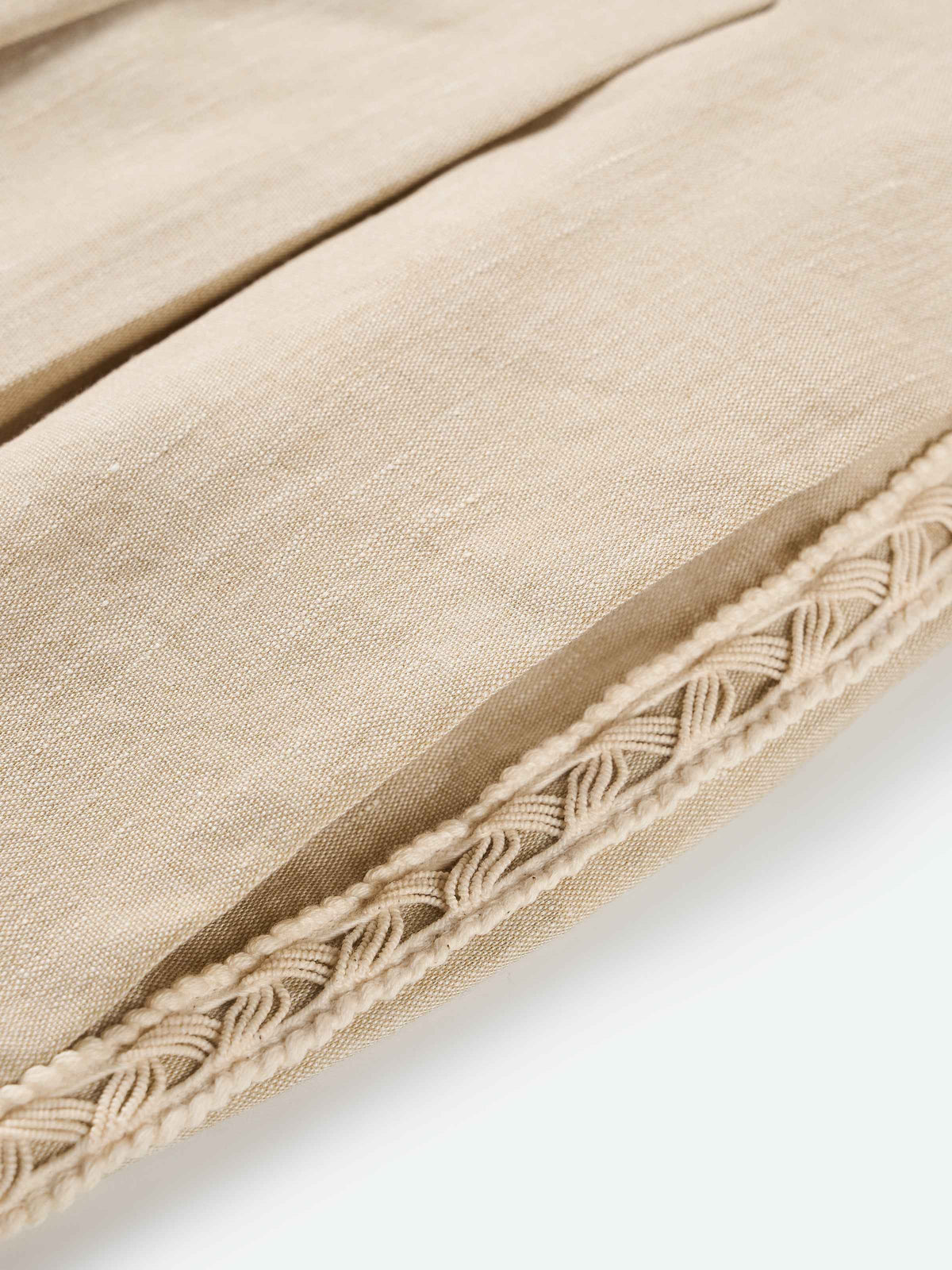 Oatmeal Linen Blend Double Pleat Wide-Leg Trousers
