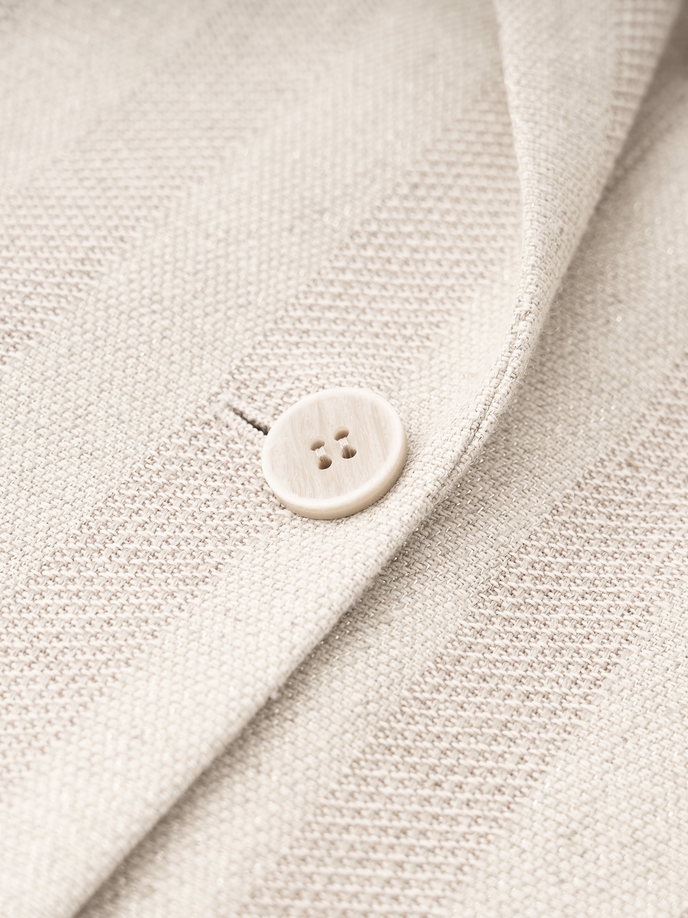 Beige Cotton Linen Peak Lapel Straight Blazer