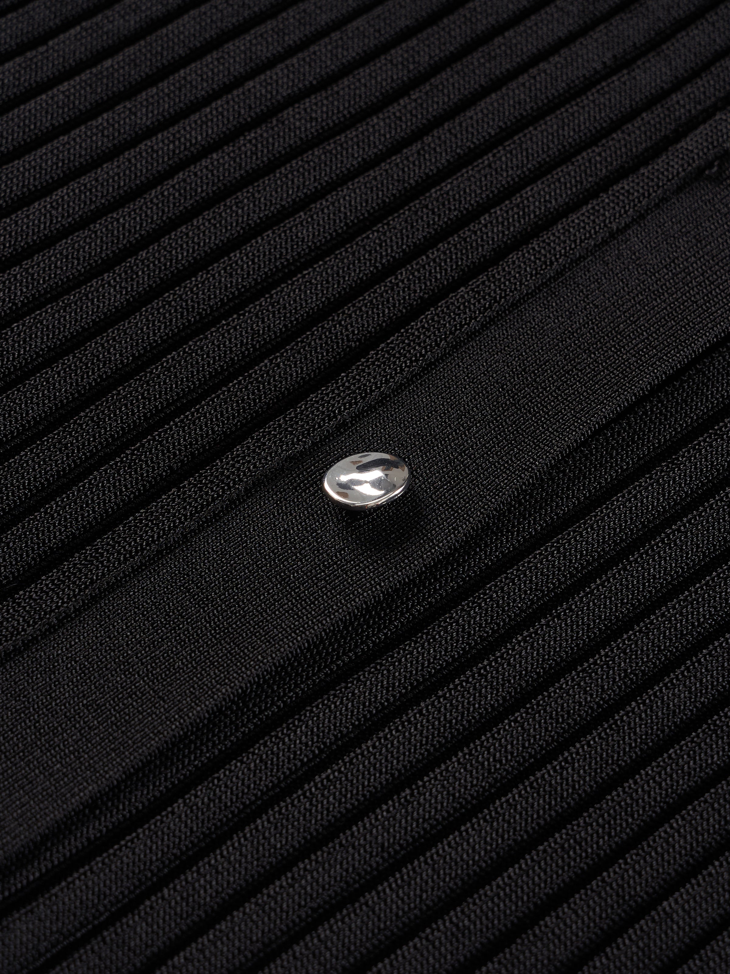 Black Viscose Blend Wide Rib Silver Snap Cardigan