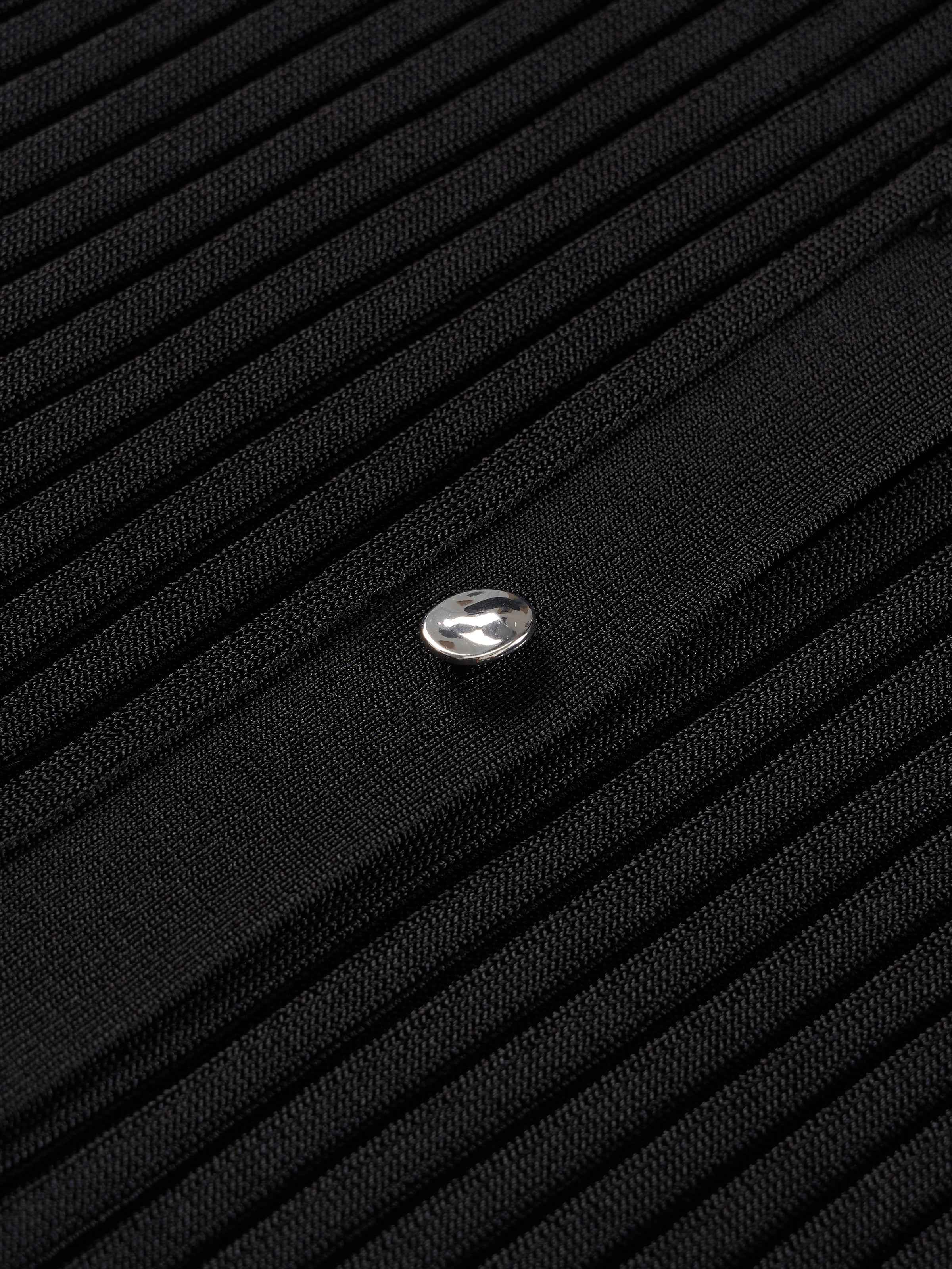 Black Viscose Blend Wide Rib Silver Snap Cardigan