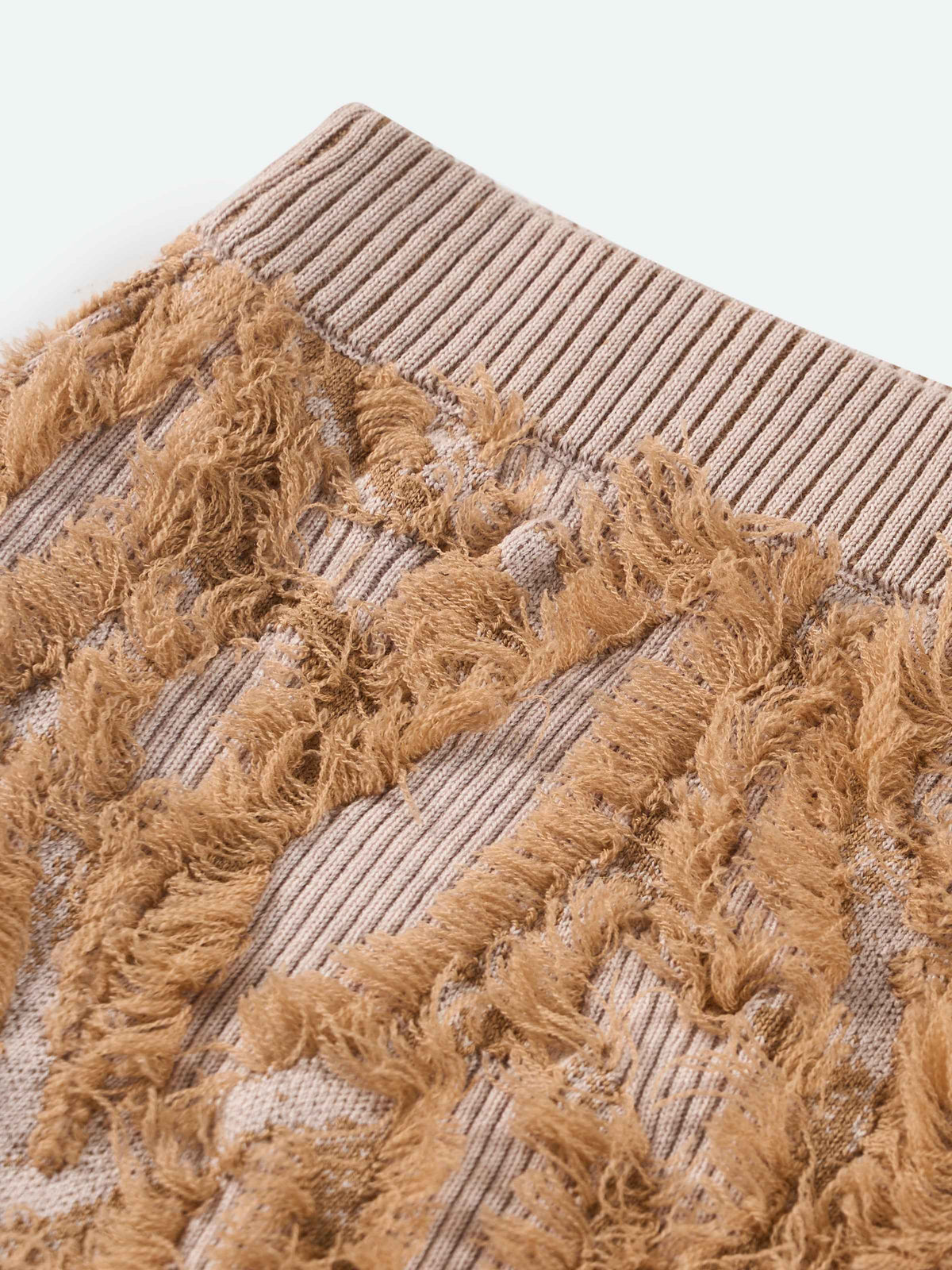 Pattern Merino Wool Fringe Jacquard Straight Knit Skirt