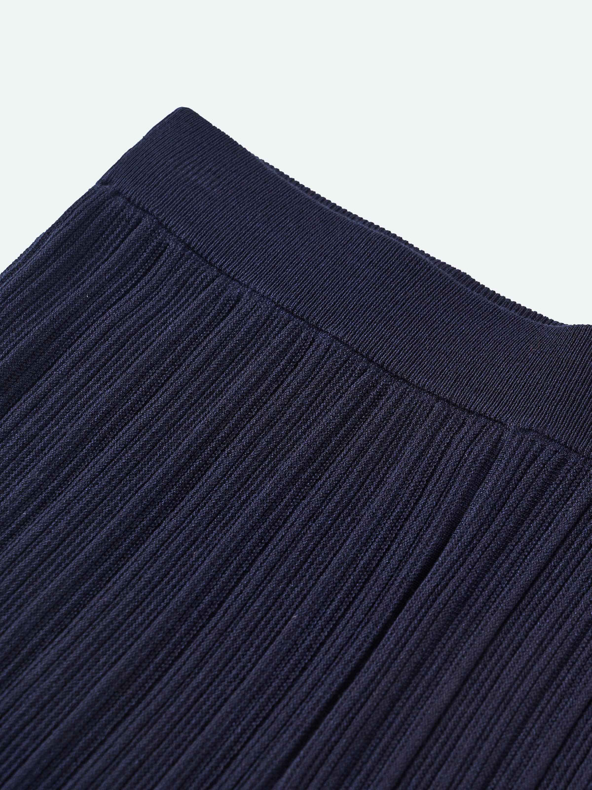 Navy Blue Tencel Acetate Straight Leg Minimalist Knit Trousers