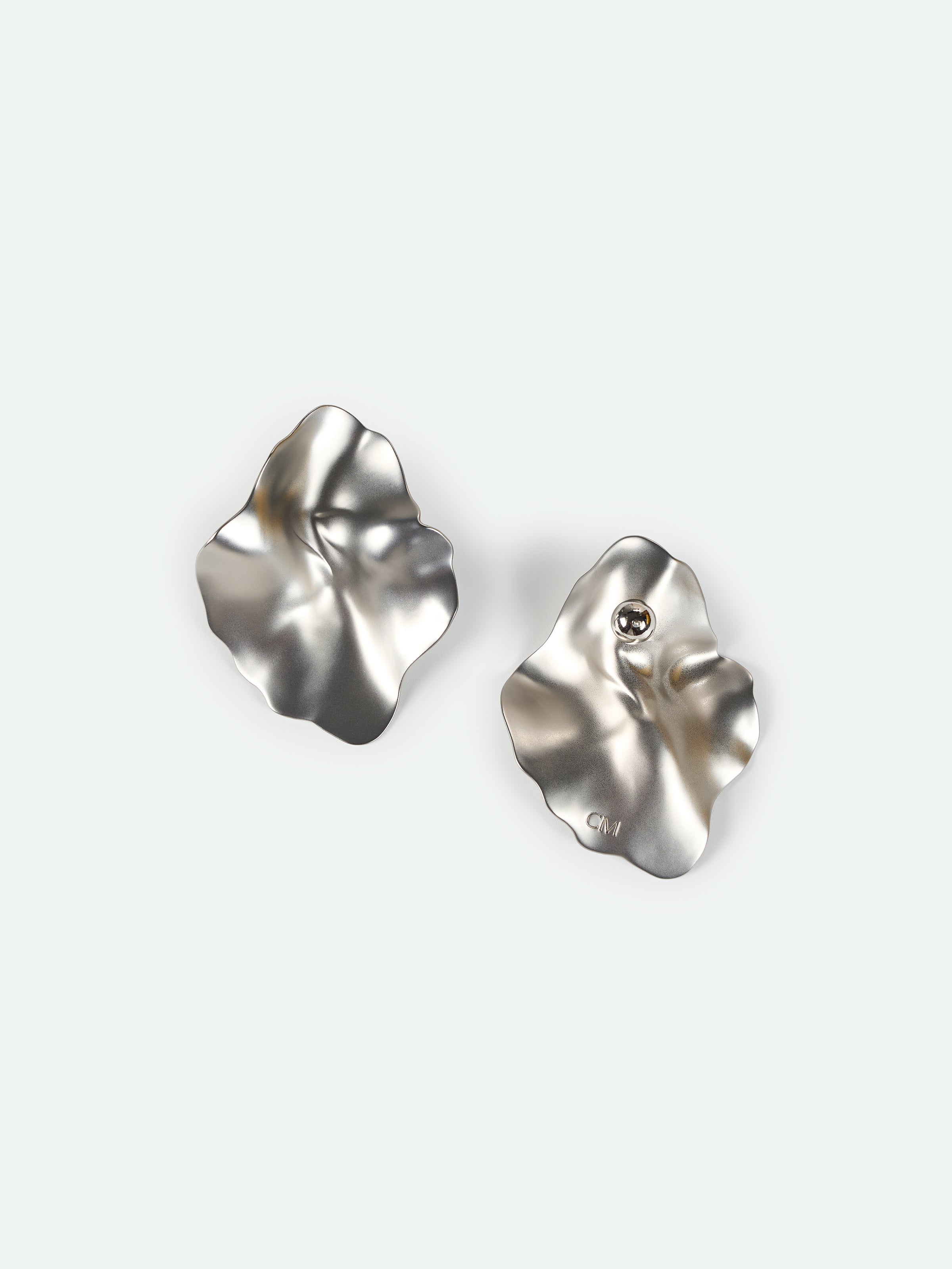 Silver Copper 3D Petal Minimalist Stud Earrings