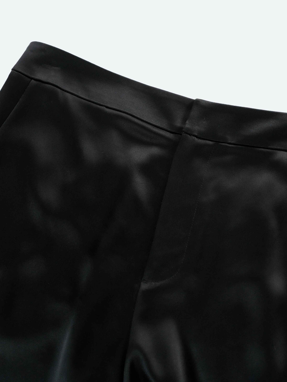 Black Triacetate Breathable Double Pocket Wide-Leg Trousers