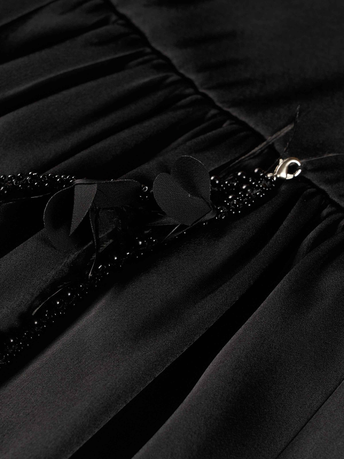 Black Triacetate 3D Pleat Ruched Patchwork Midi Skirt