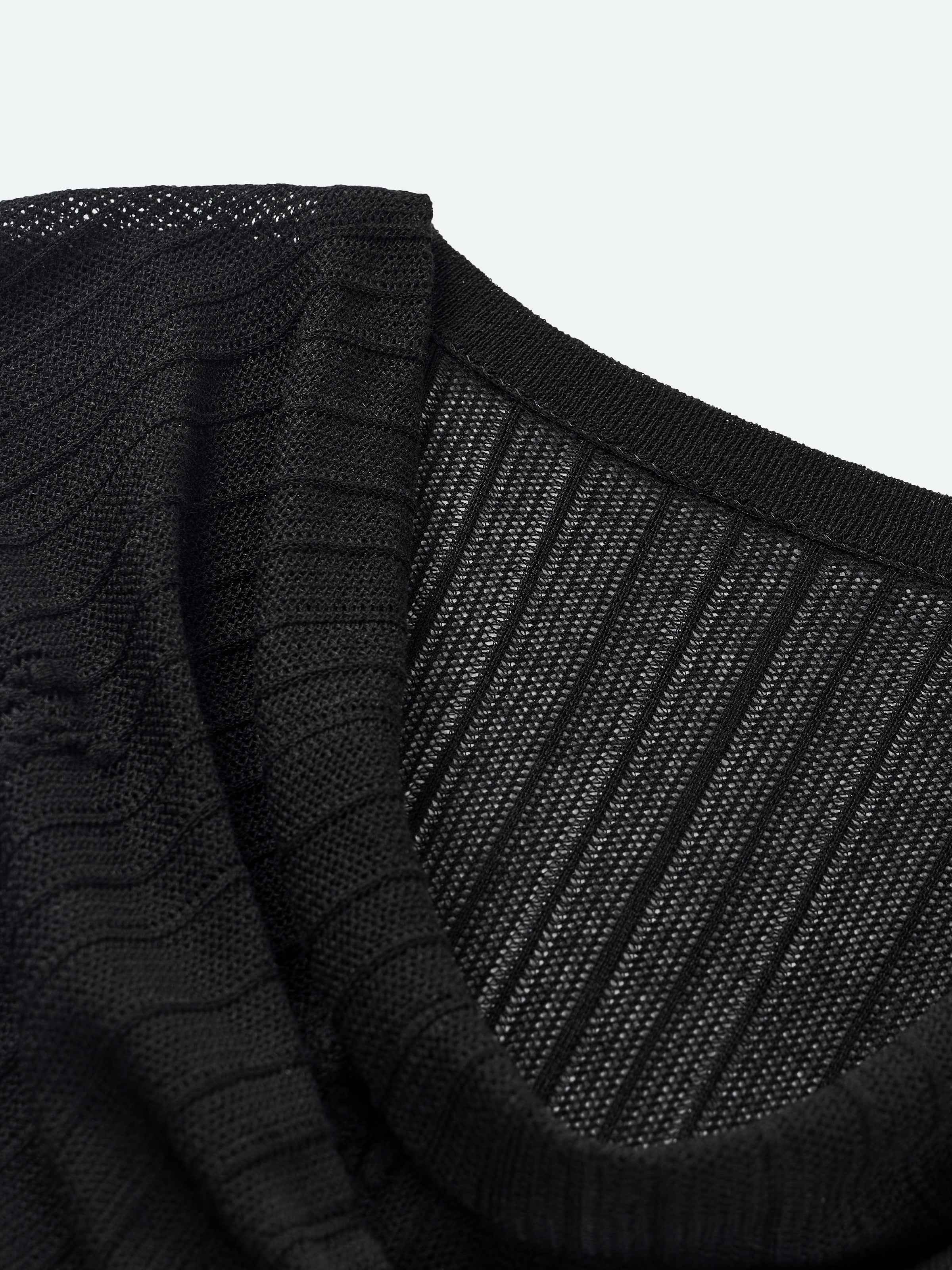 Black Triacetate Tencel One-Shoulder Jacquard Knit Sweater