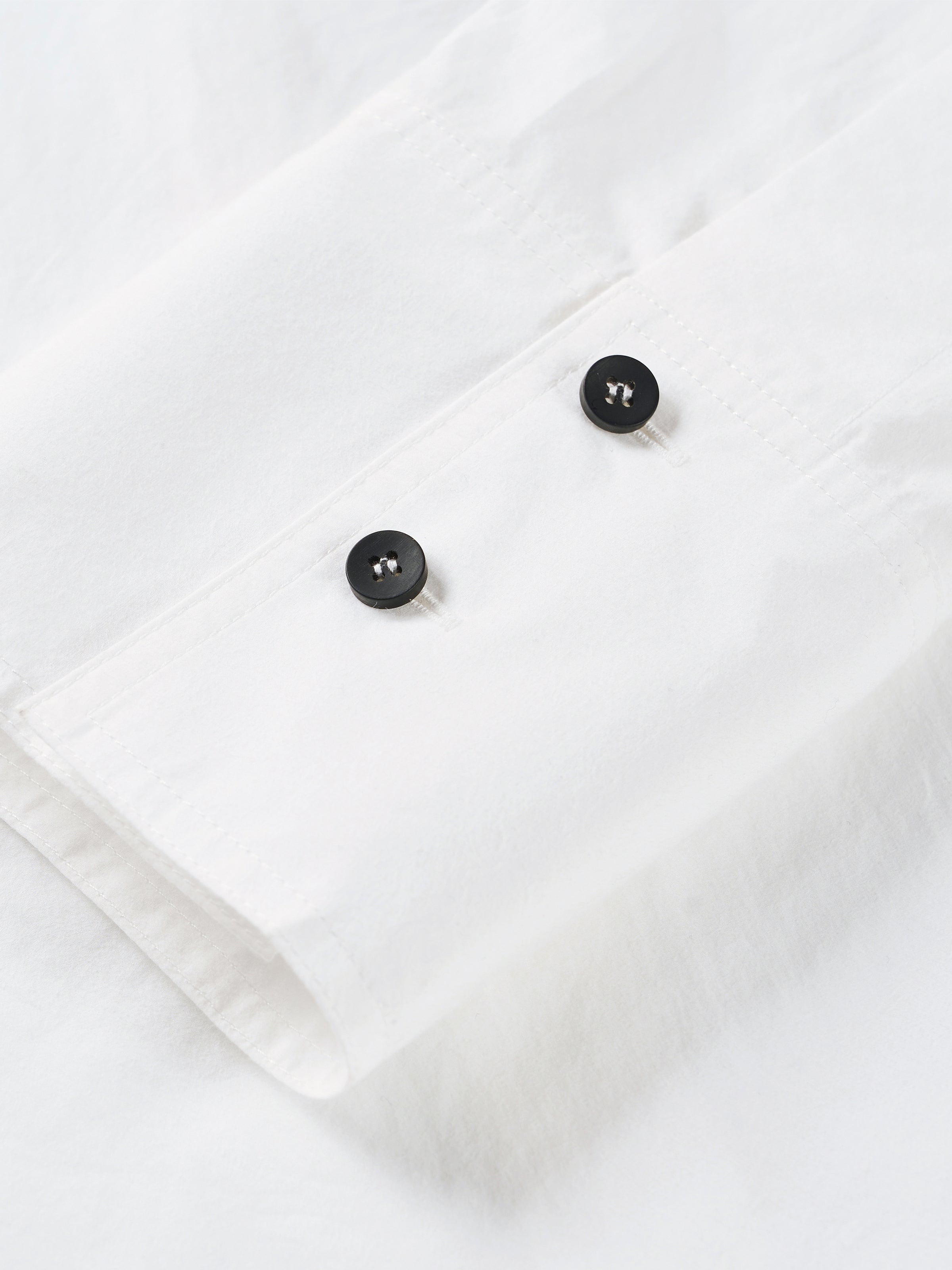 Off White Cotton Crinkle Contrast Button Side Slit Shirt