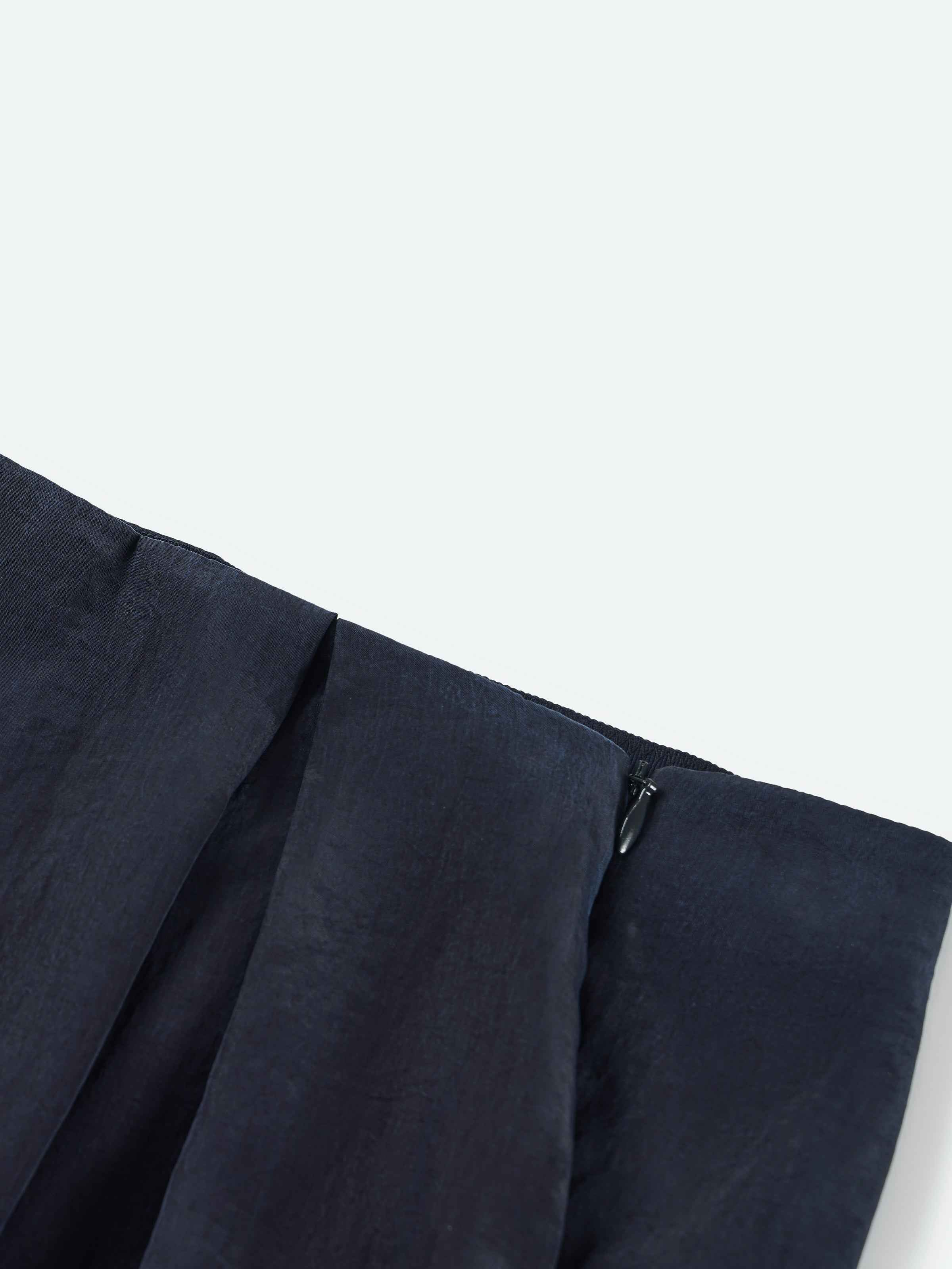 Navy Blue Tencel Snow-Washed Irregular Drape Long Skirt