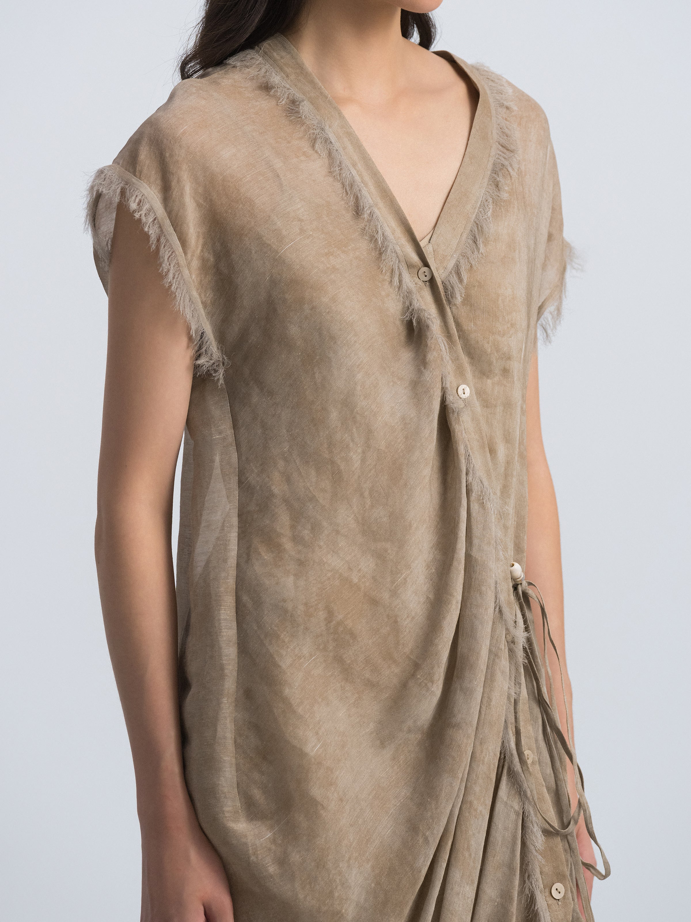 Brown Short-Sleeve Dress