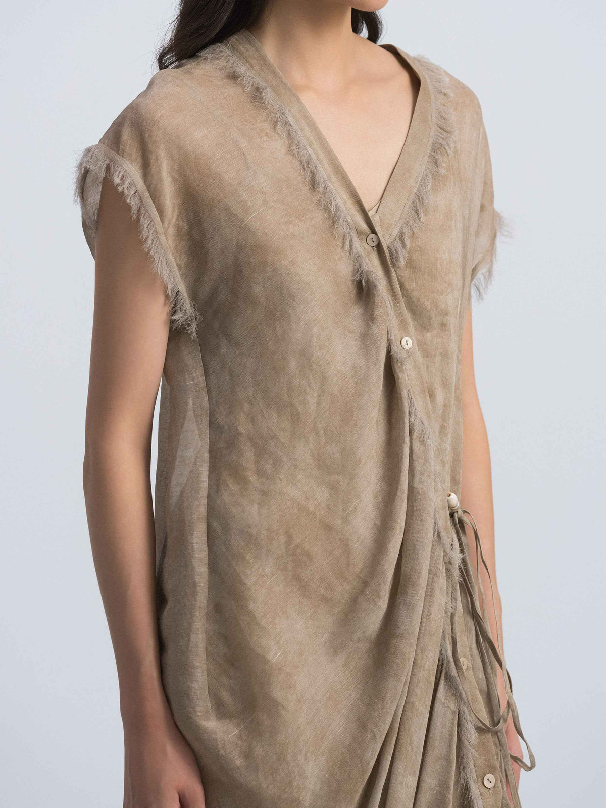Brown Short-Sleeve Dress
