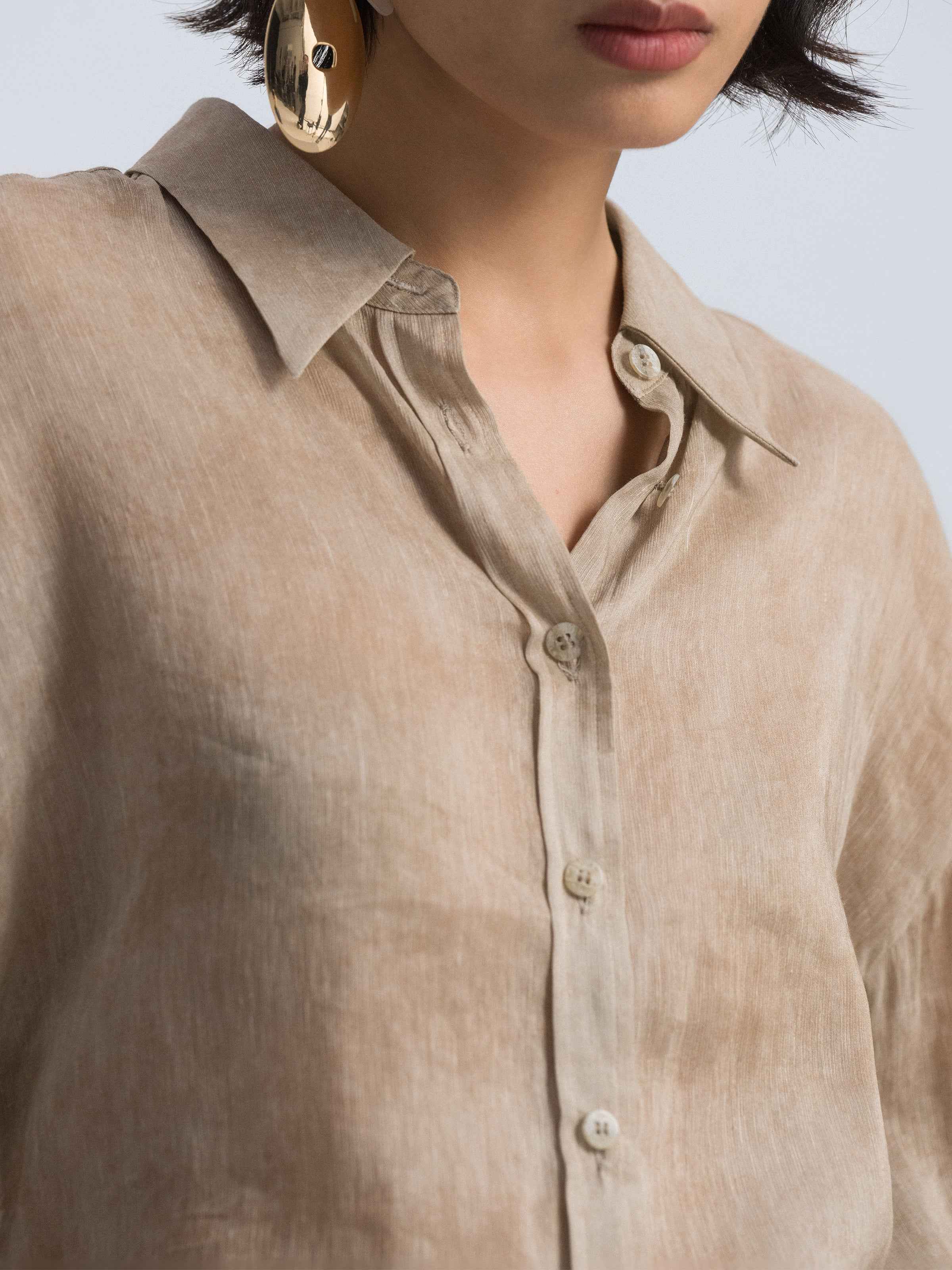 Light Khaki Long-Sleeve Shirt