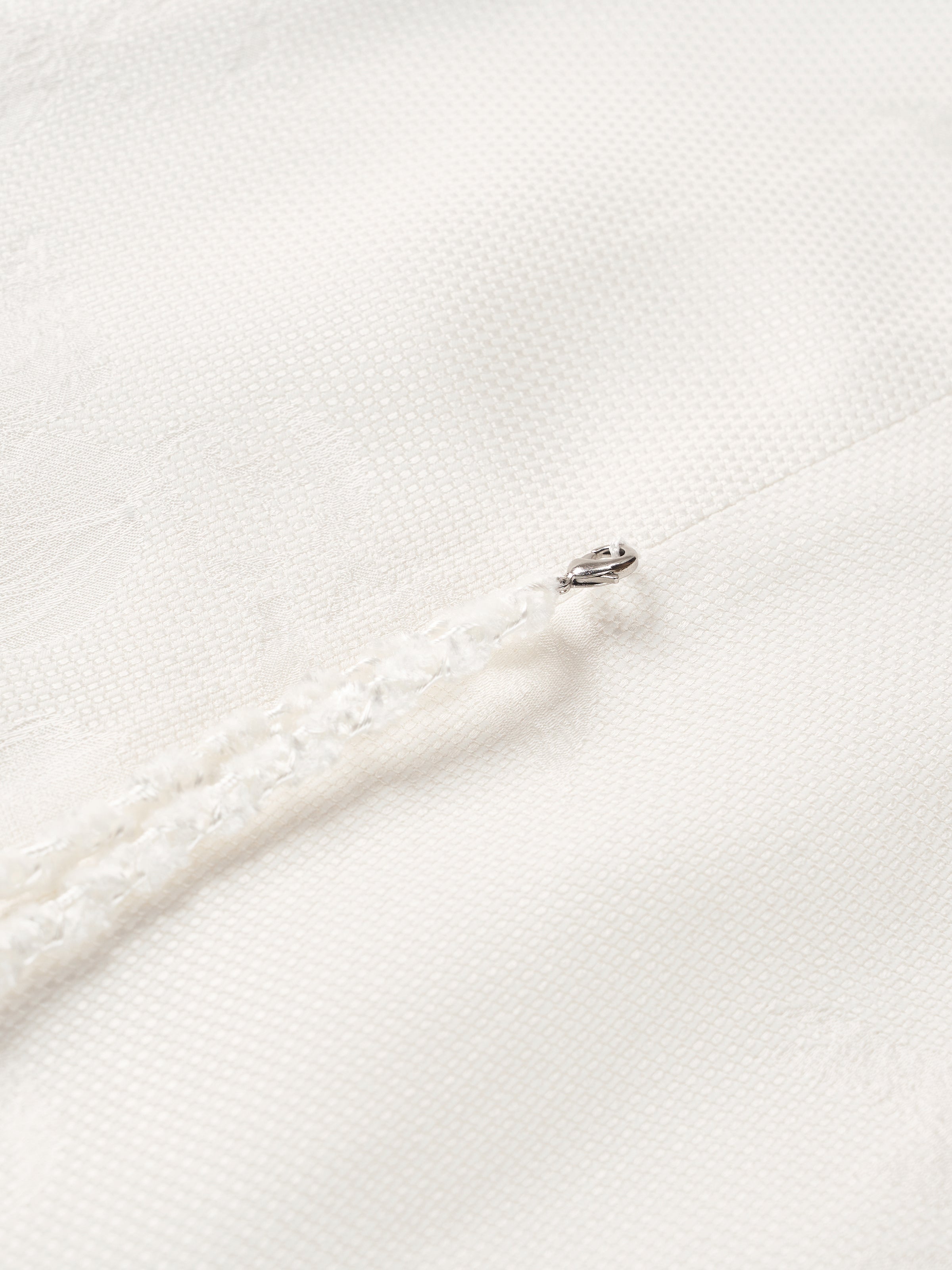 Cream White Rayon Jacquard A-Line Front Pleat Skirt