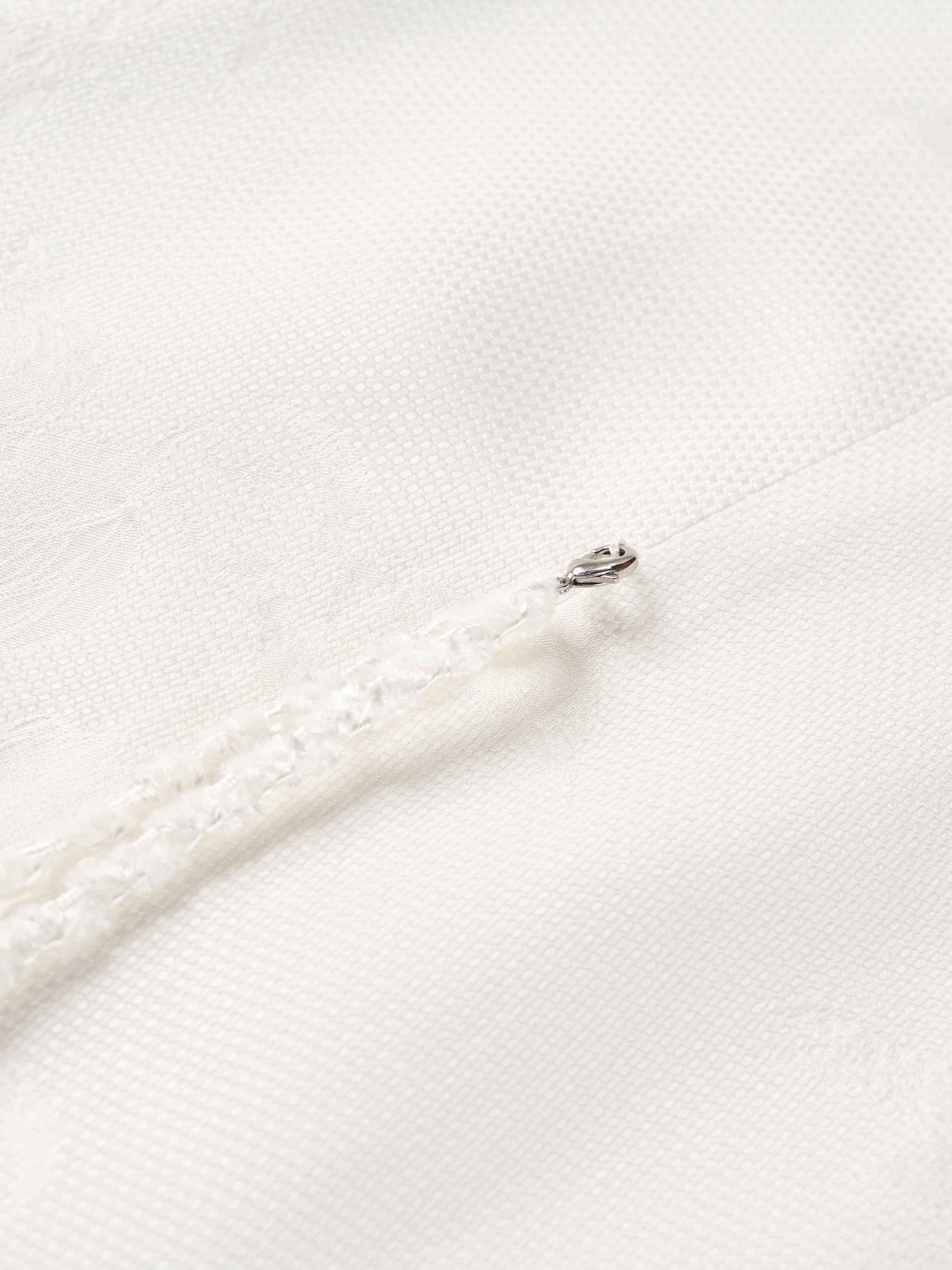 Cream White Rayon Jacquard A-Line Front Pleat Skirt