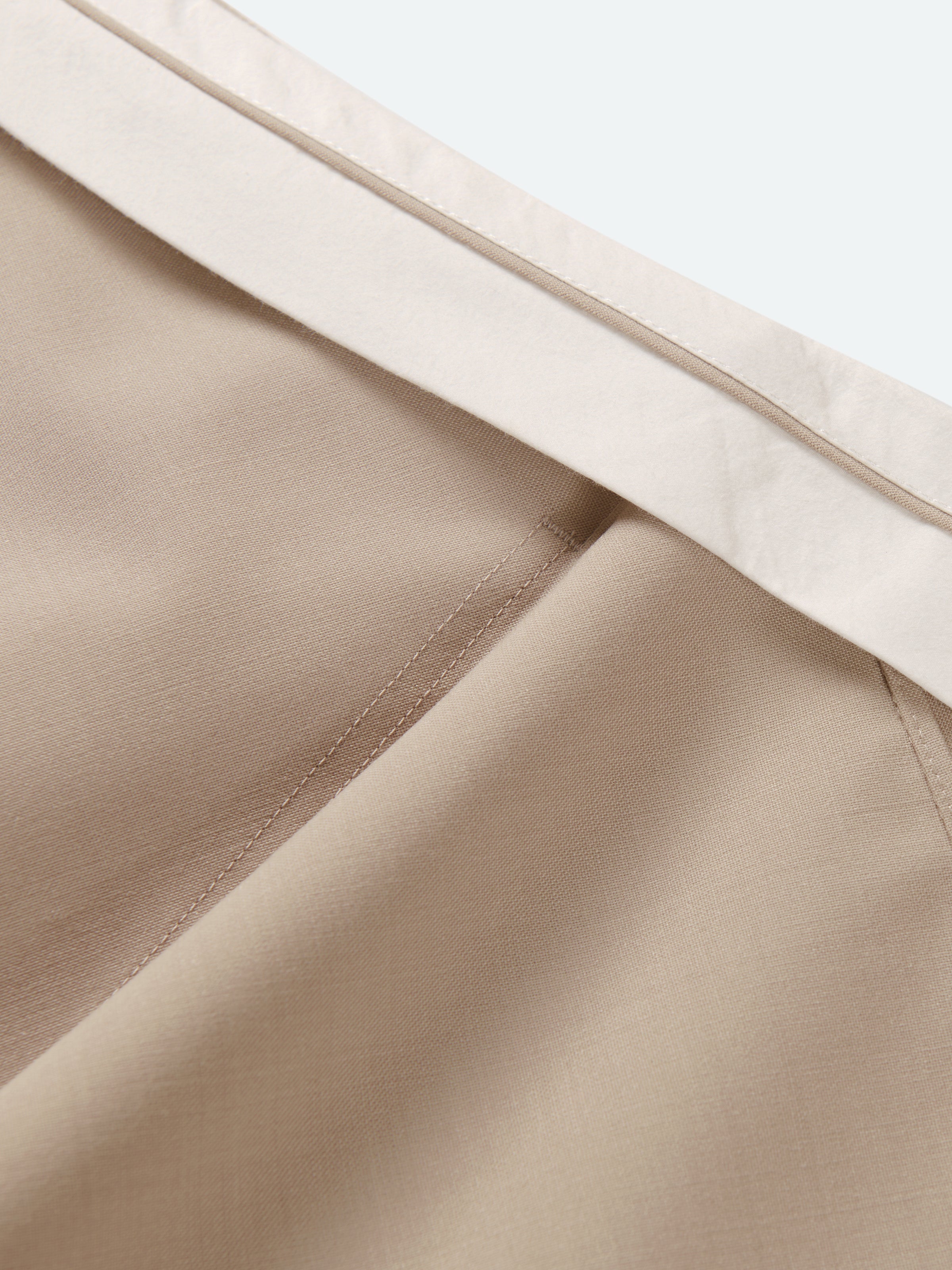 Light Khaki Worsted Wool A-Line Front Pleat Skirt