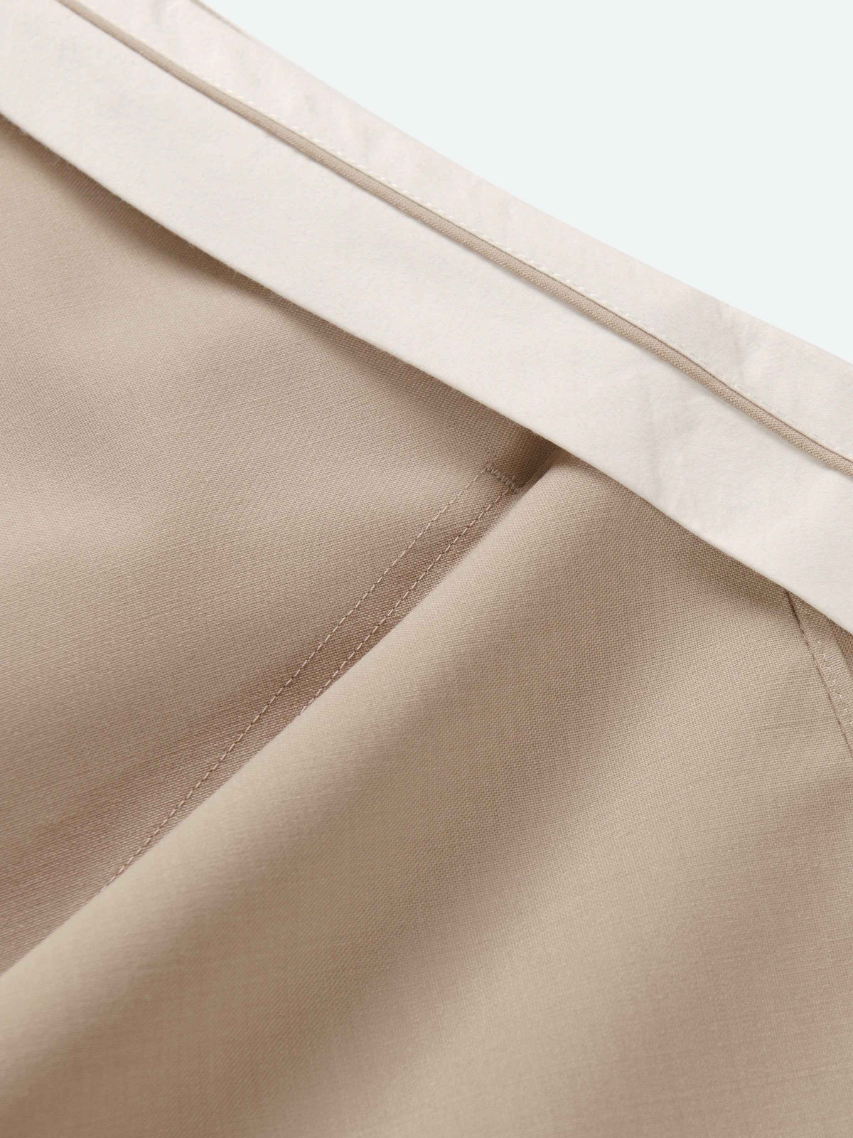 Light Khaki Worsted Wool A-Line Front Pleat Skirt