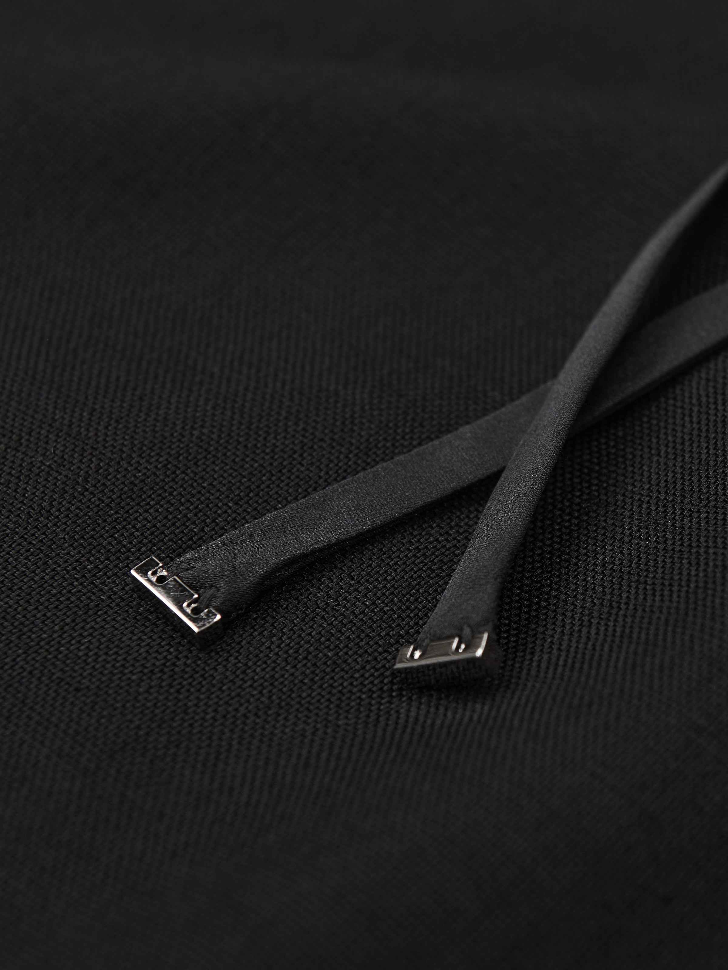 Black Diacetate Linen Weave Metal Bead Wide-Leg Trousers