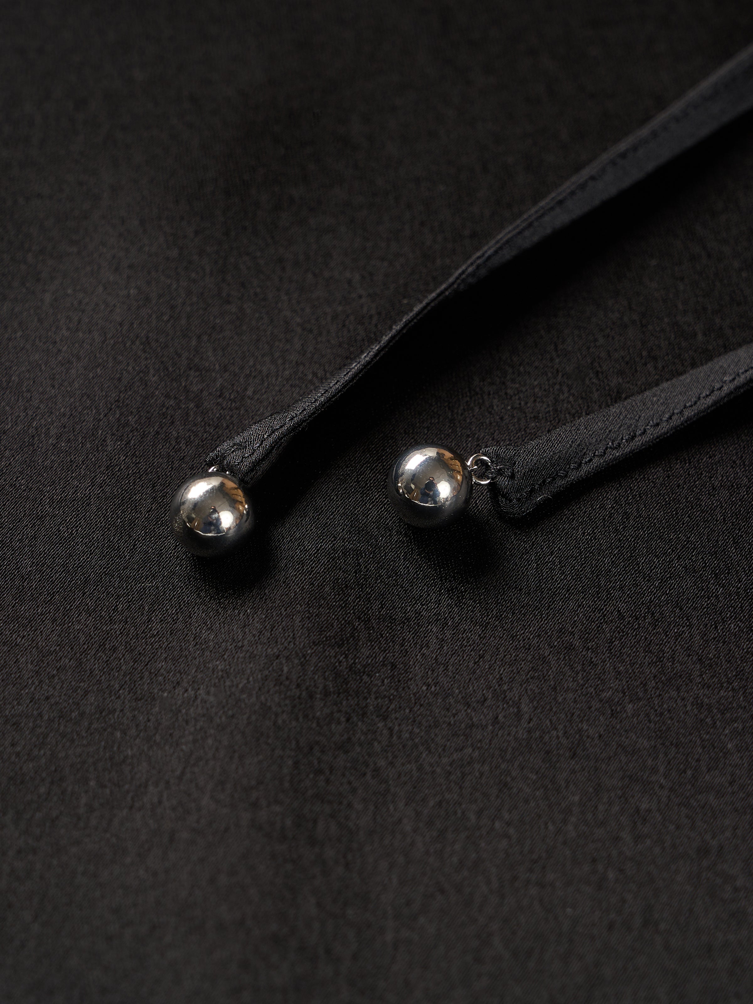 Black Acetate Double Satin Boat Neck Crossover Top