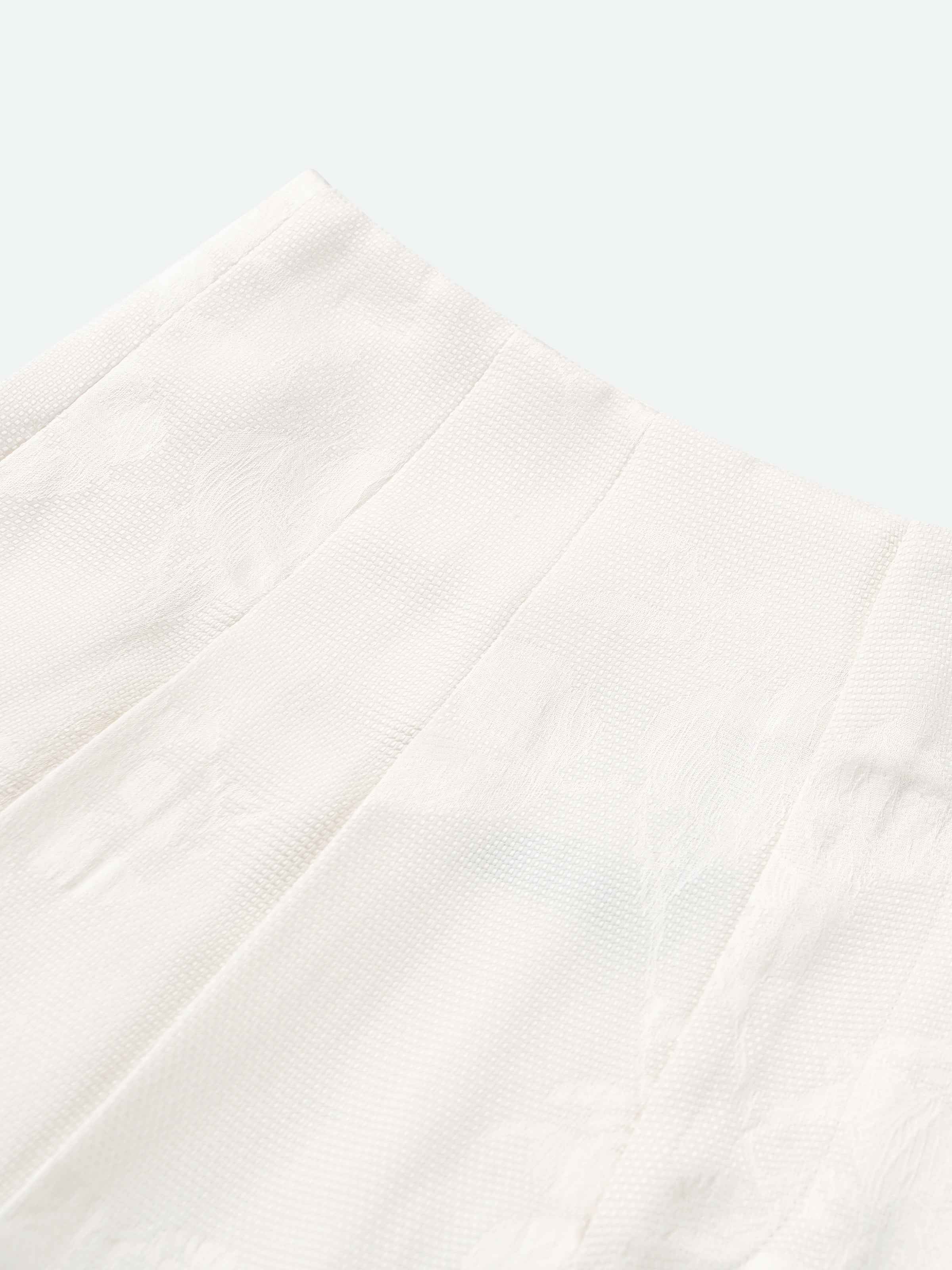Cream White Rayon Jacquard High-Waist Wide-Leg Trousers