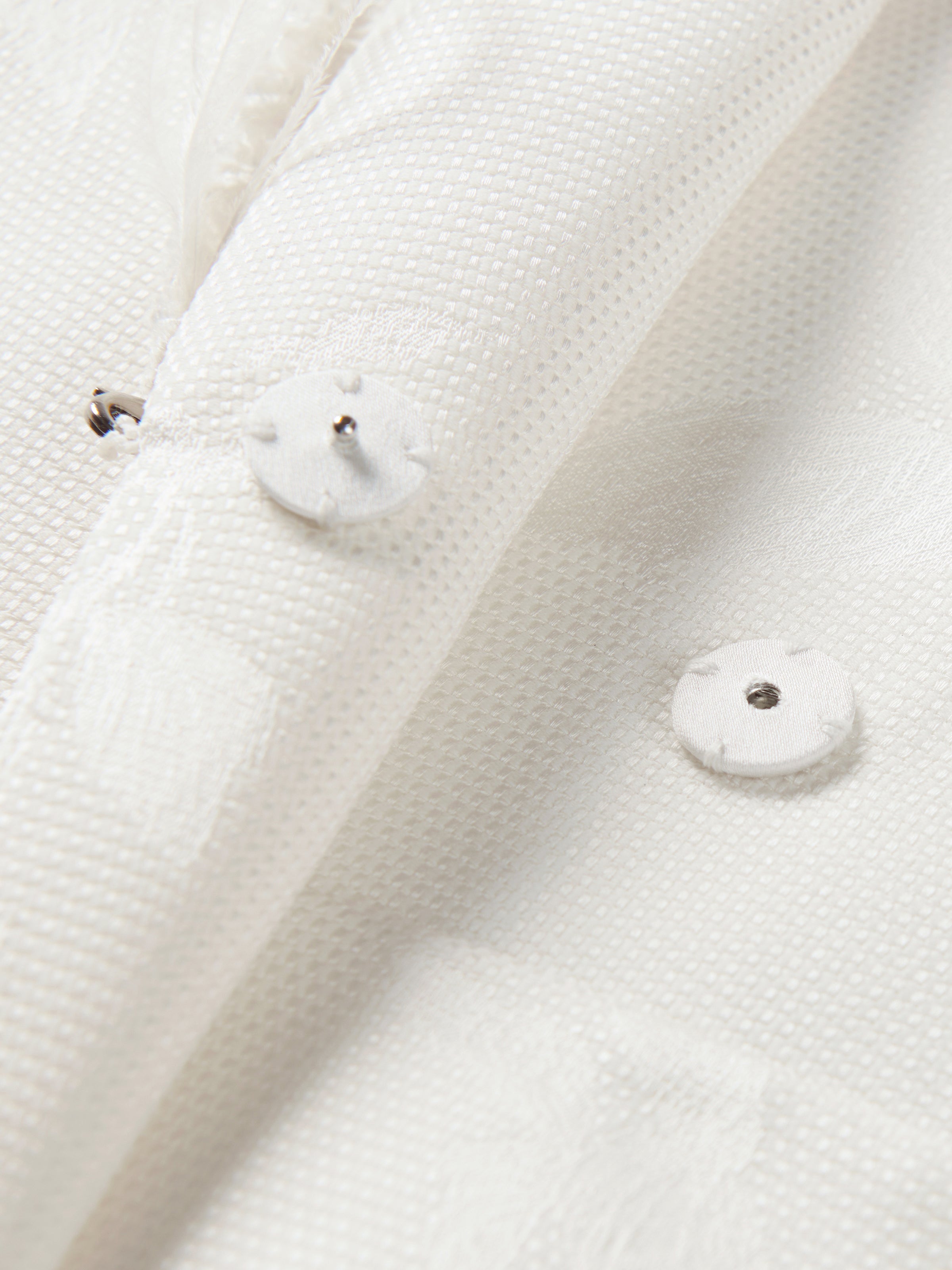 Cream White Rayon Jacquard Shawl Collar Oversized Blazer