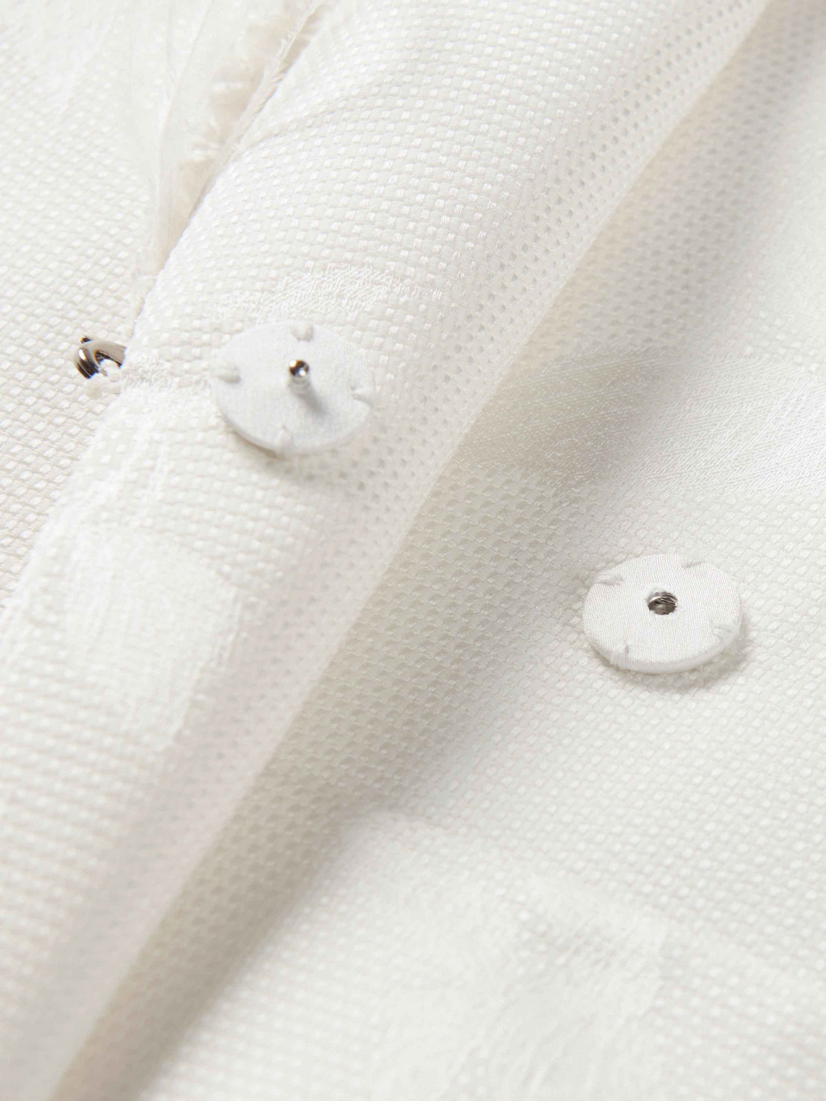 Cream White Rayon Jacquard Shawl Collar Oversized Blazer