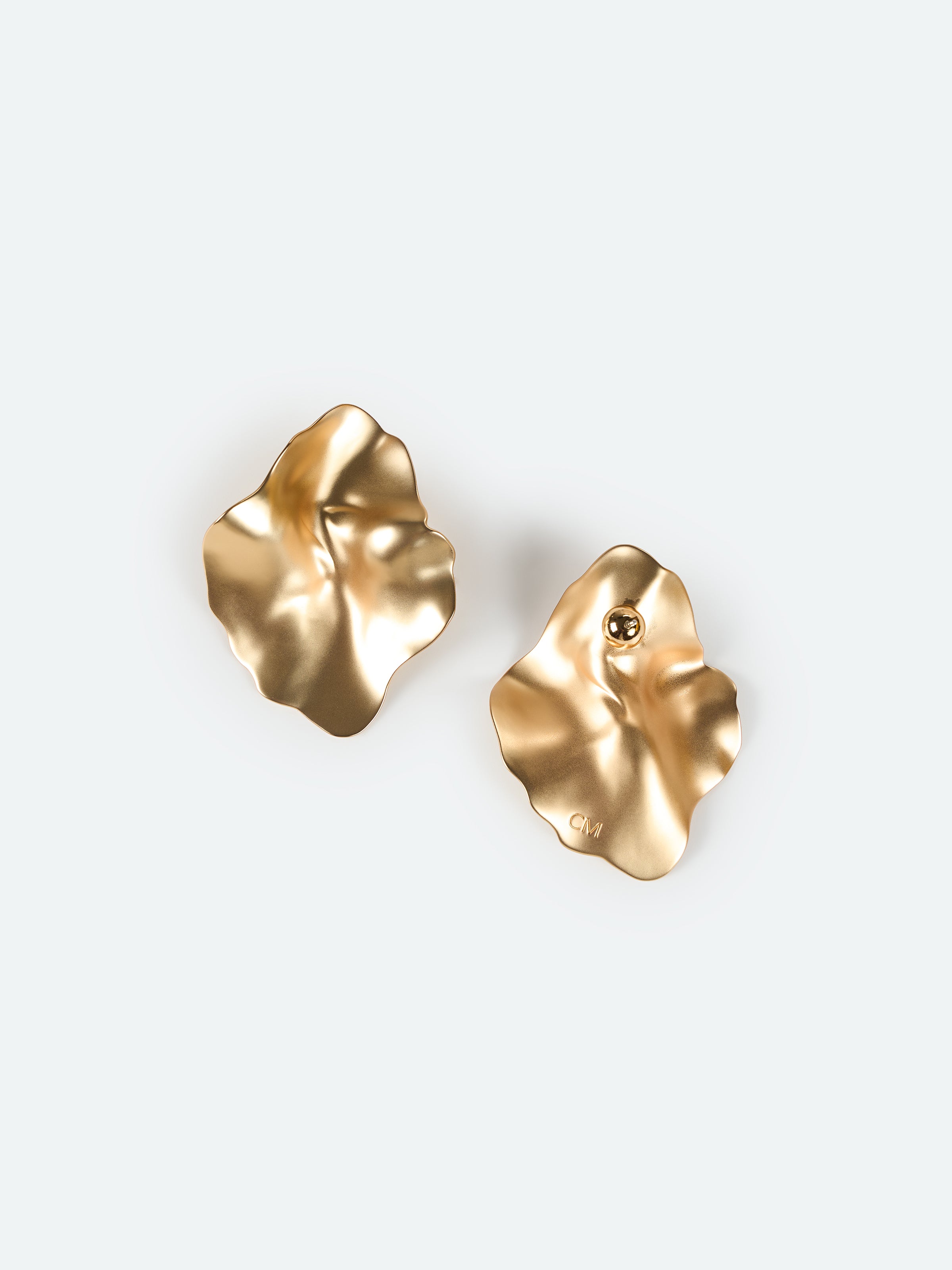 Gold Copper 3D Petal Minimalist Stud Earrings
