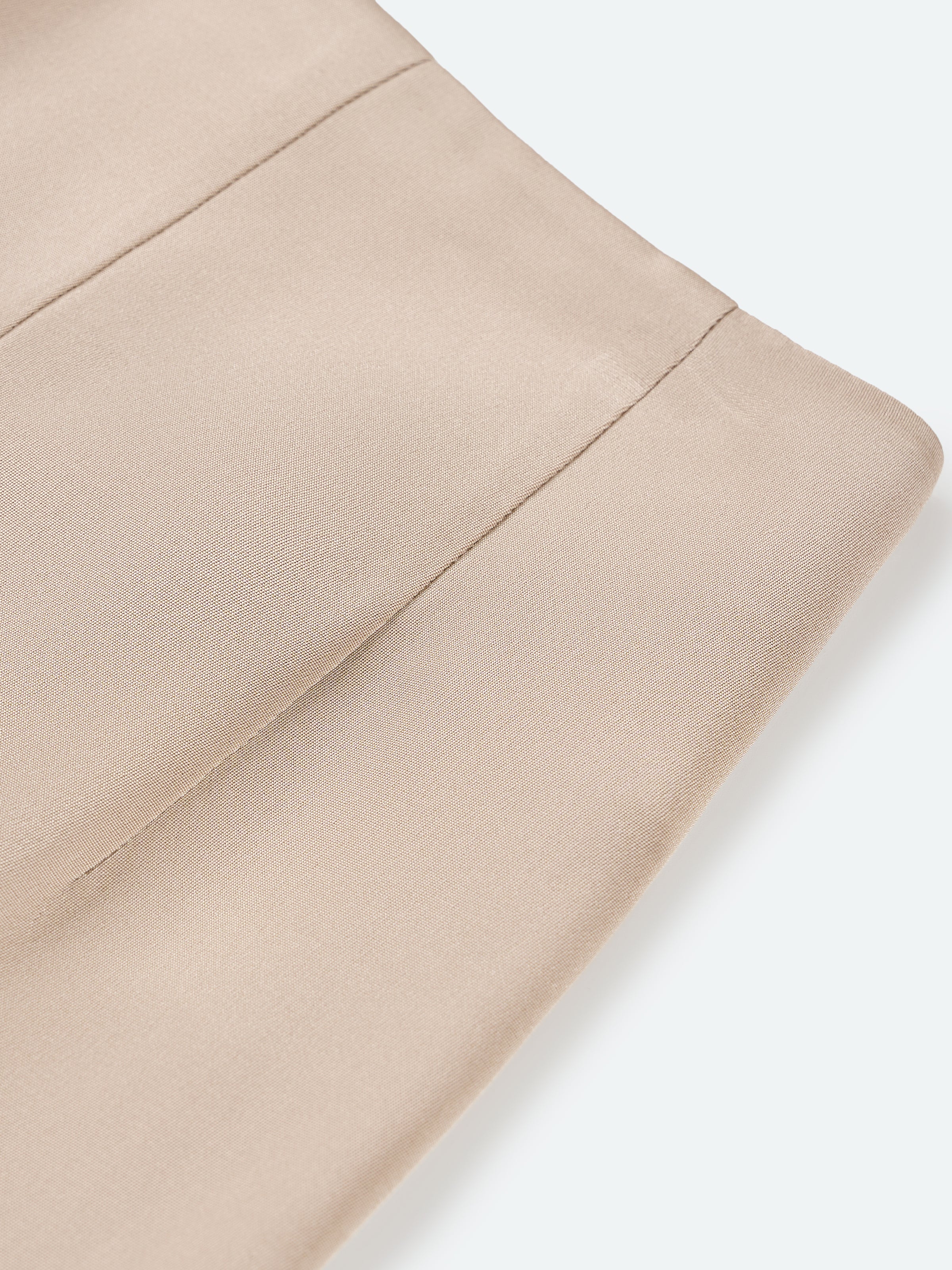 Light Khaki Mulberry Silk Double Pleat Wide-Leg Trousers
