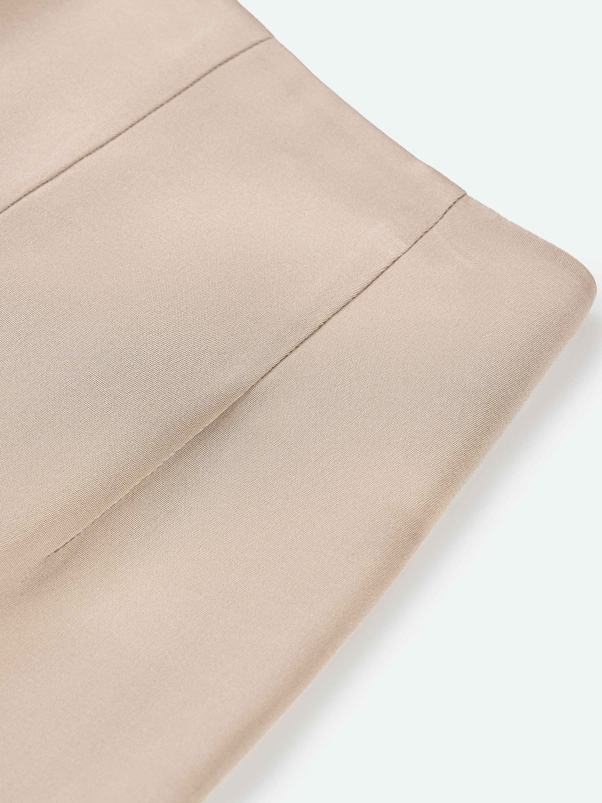 Light Khaki Mulberry Silk Double Pleat Wide-Leg Trousers