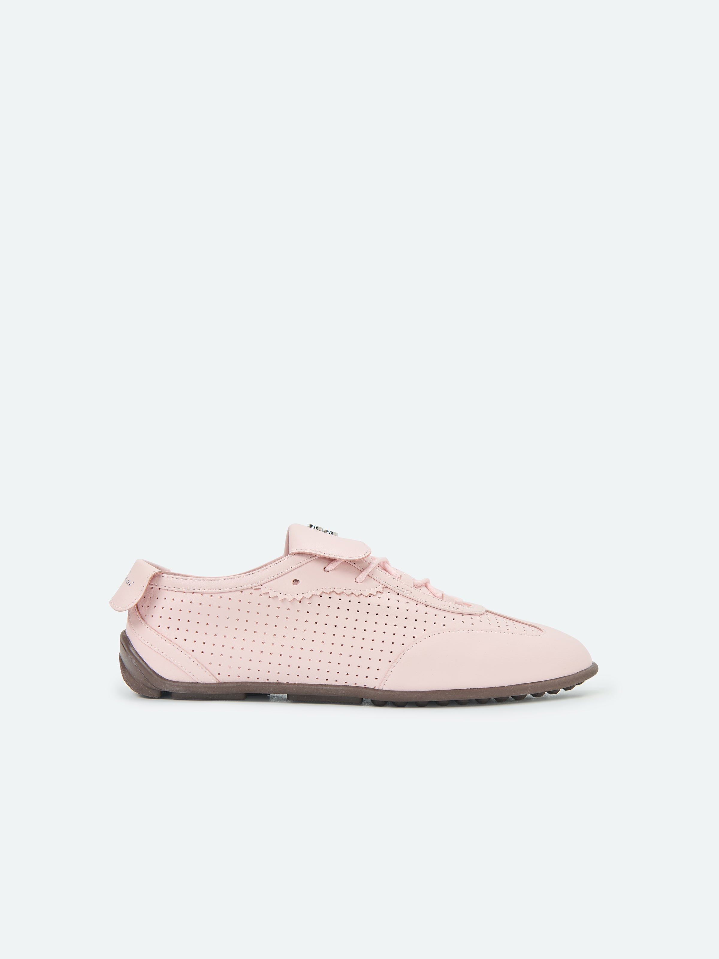 Light Pink Genuine Leather Round Toe Retro Trainer Shoes