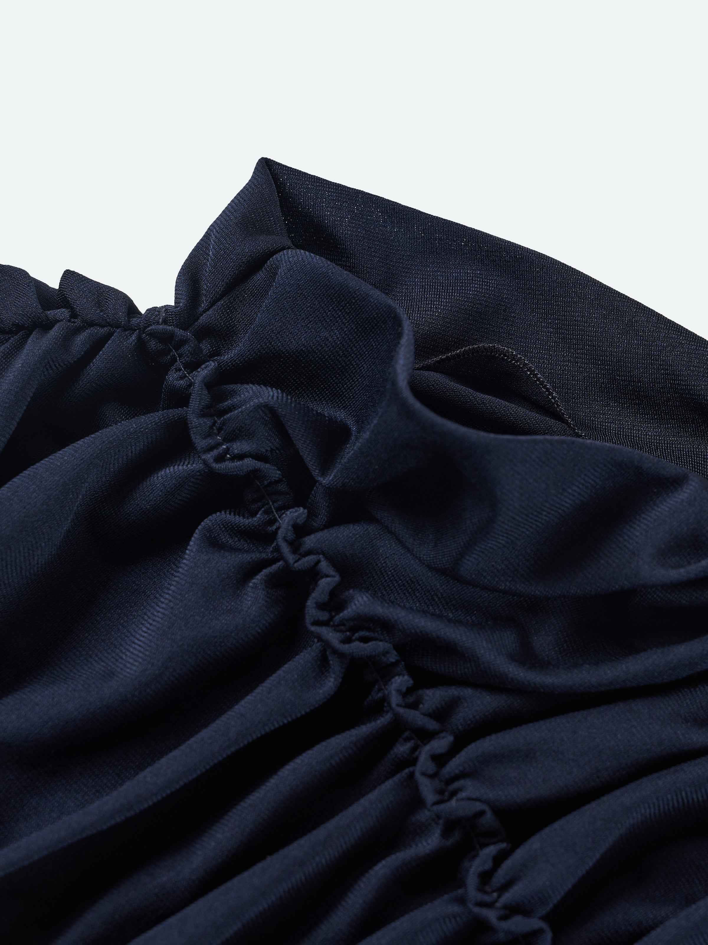 Navy Blue Acetate Knit Fitted Sleeveless Color-Block Top