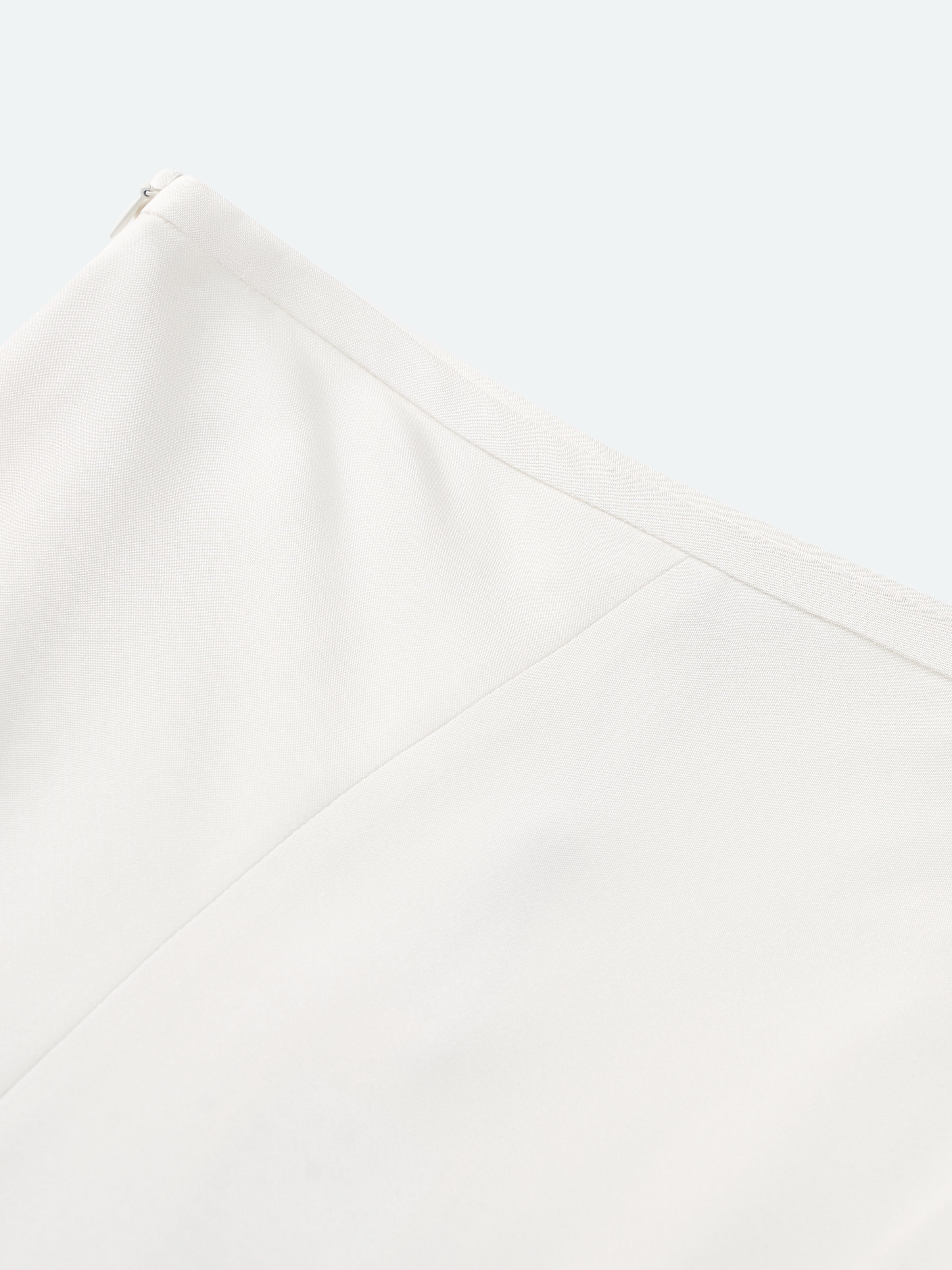 Cream White Mulberry Silk A-Line Fishtail Long Skirt