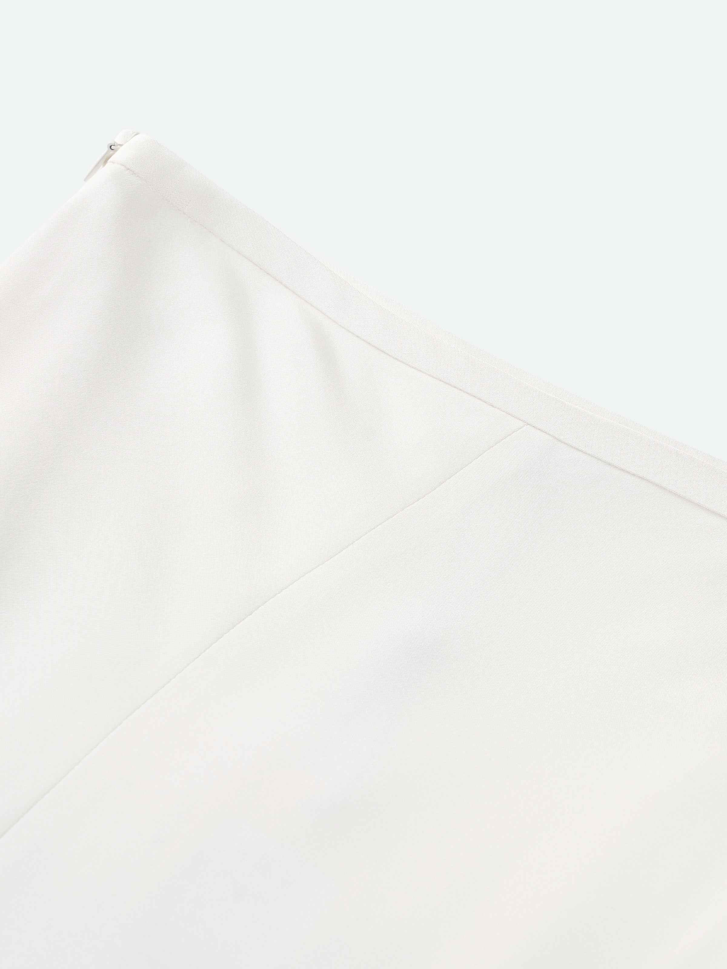 Cream White Mulberry Silk A-Line Fishtail Long Skirt