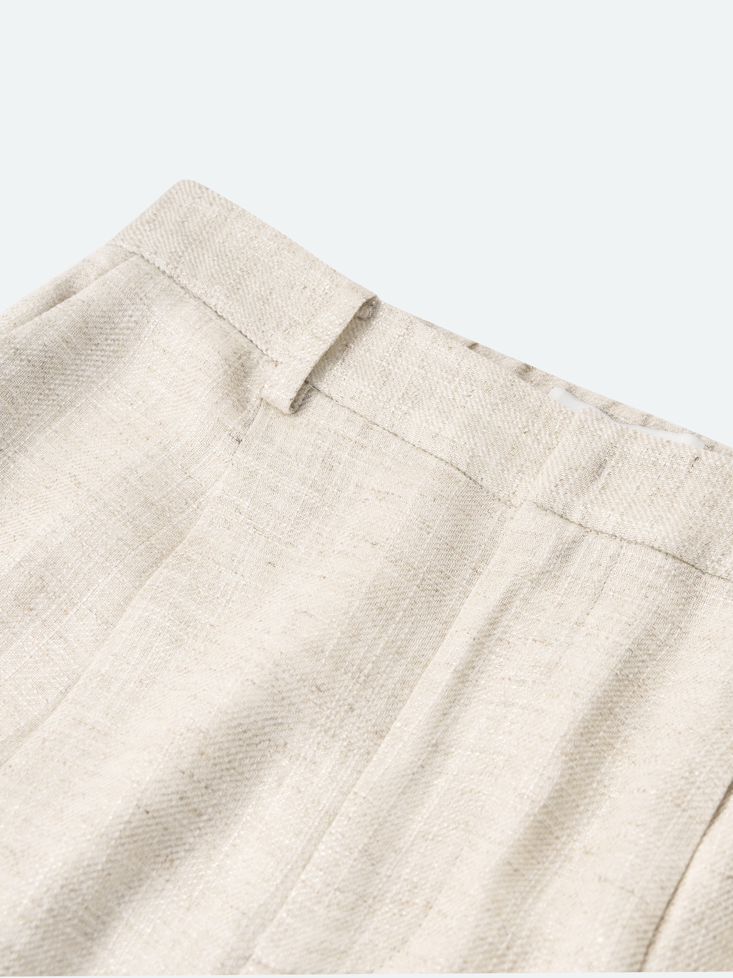 Beige Shimmering Linen Viscose Front Slit Midi Skirt
