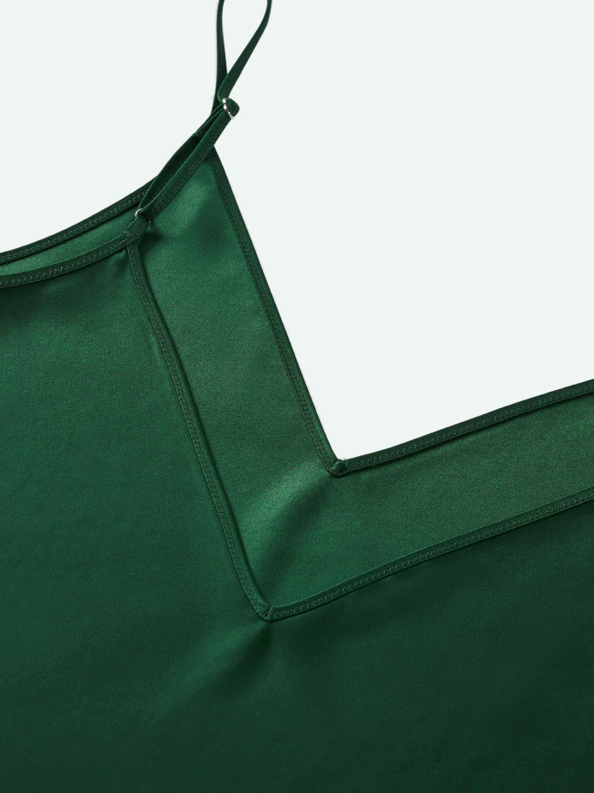 Green Acetate V-Neck Draped Neckline Camisole