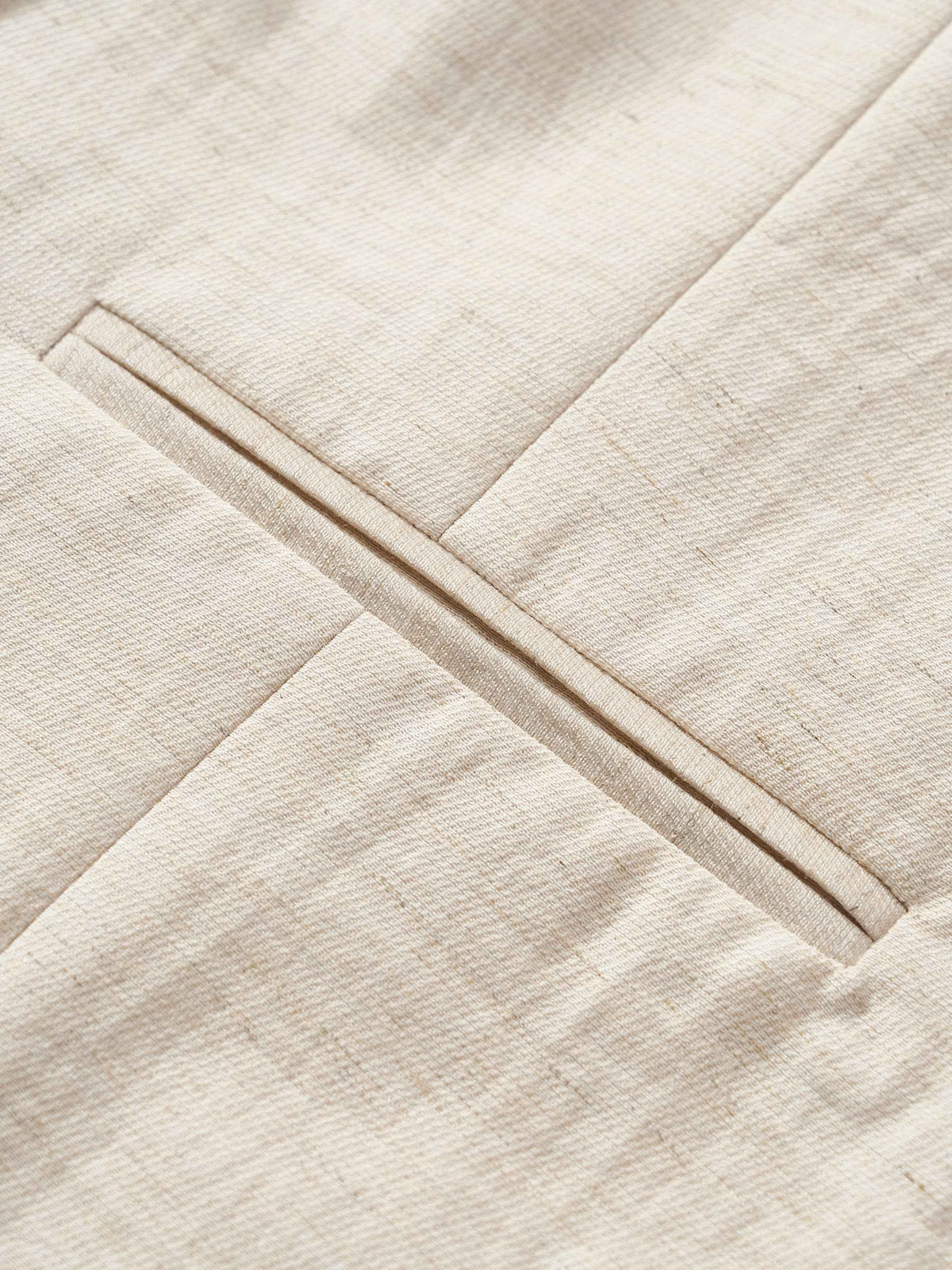 Cream White Linen Cropped V-Neck Slanted Hem Vest