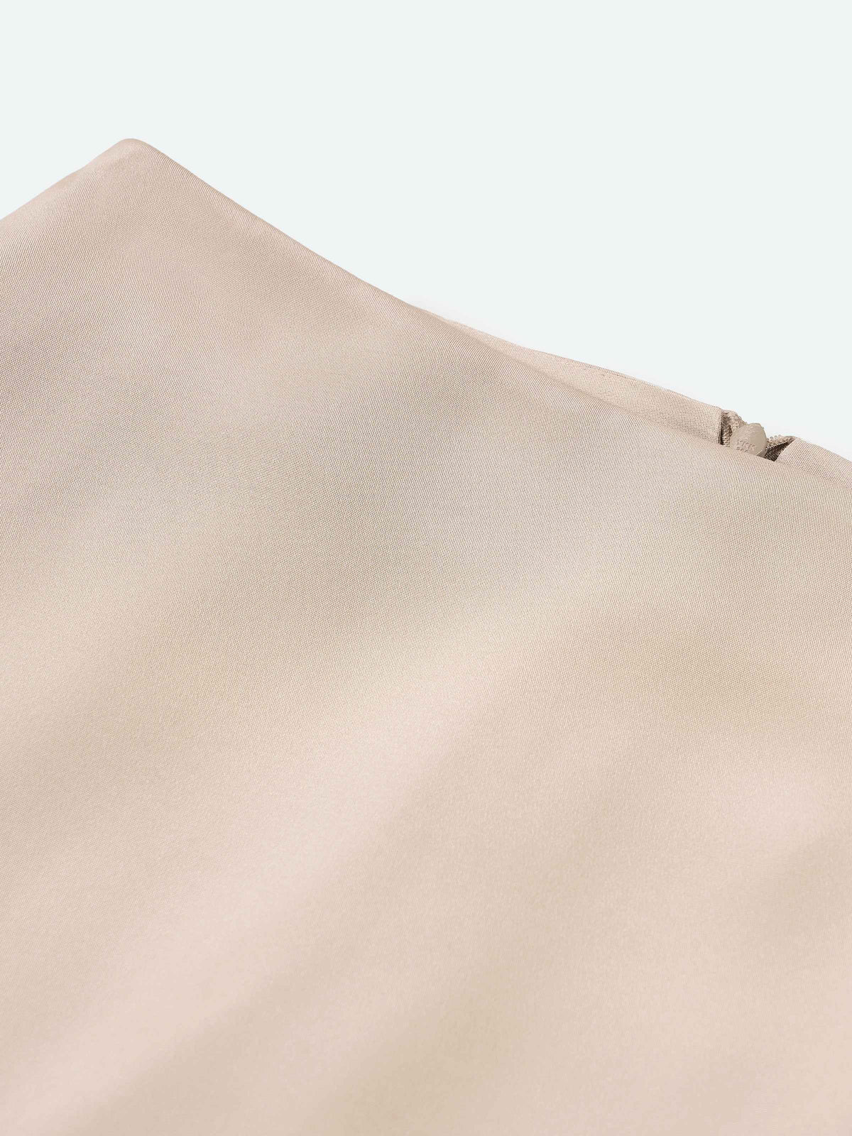 Light Khaki Mulberry Silk Gauze Splice Straight Midi Skirt