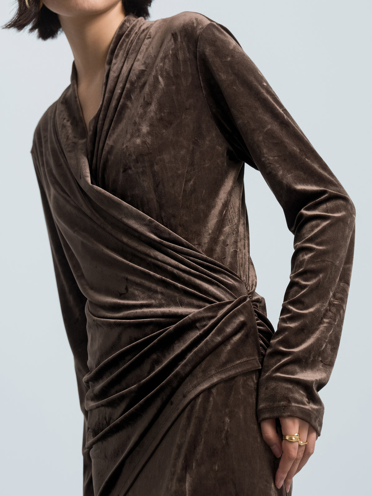 Pleated Wrap‑over Dress